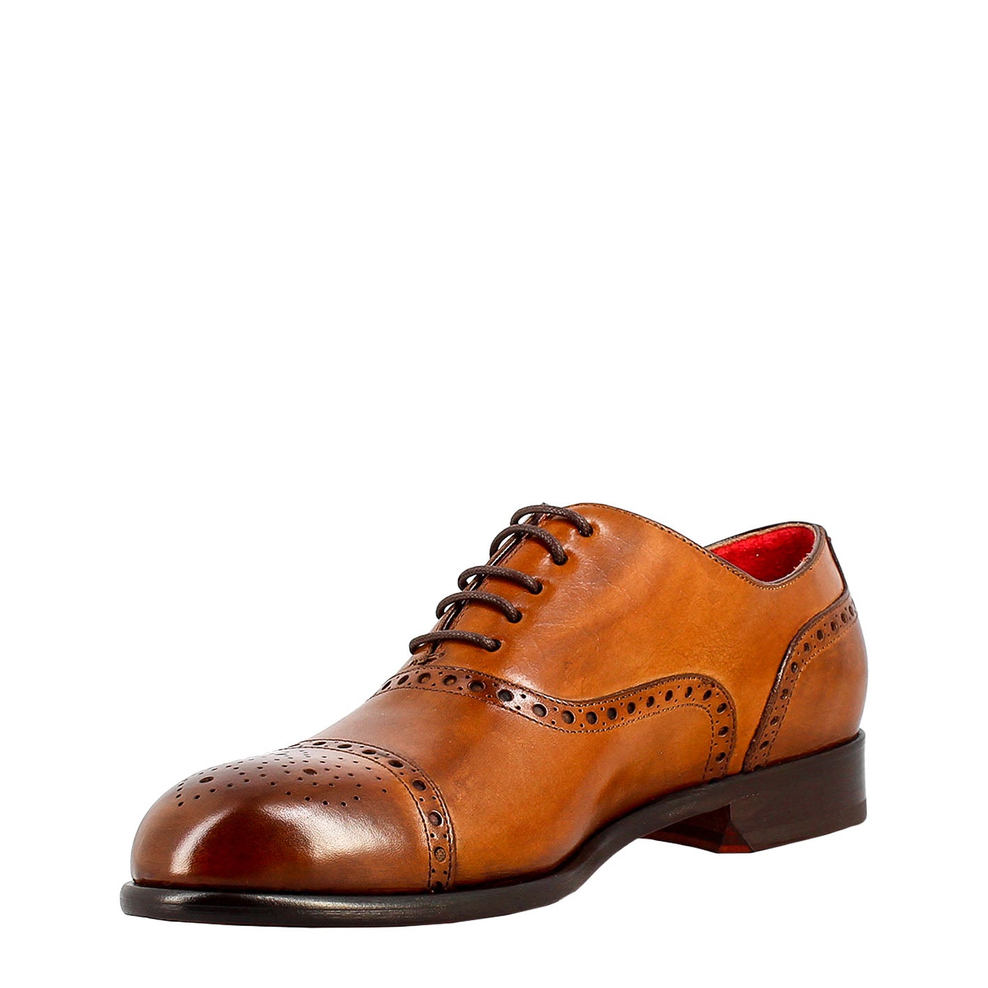 Men's elegant brown leather semi brogue oxford