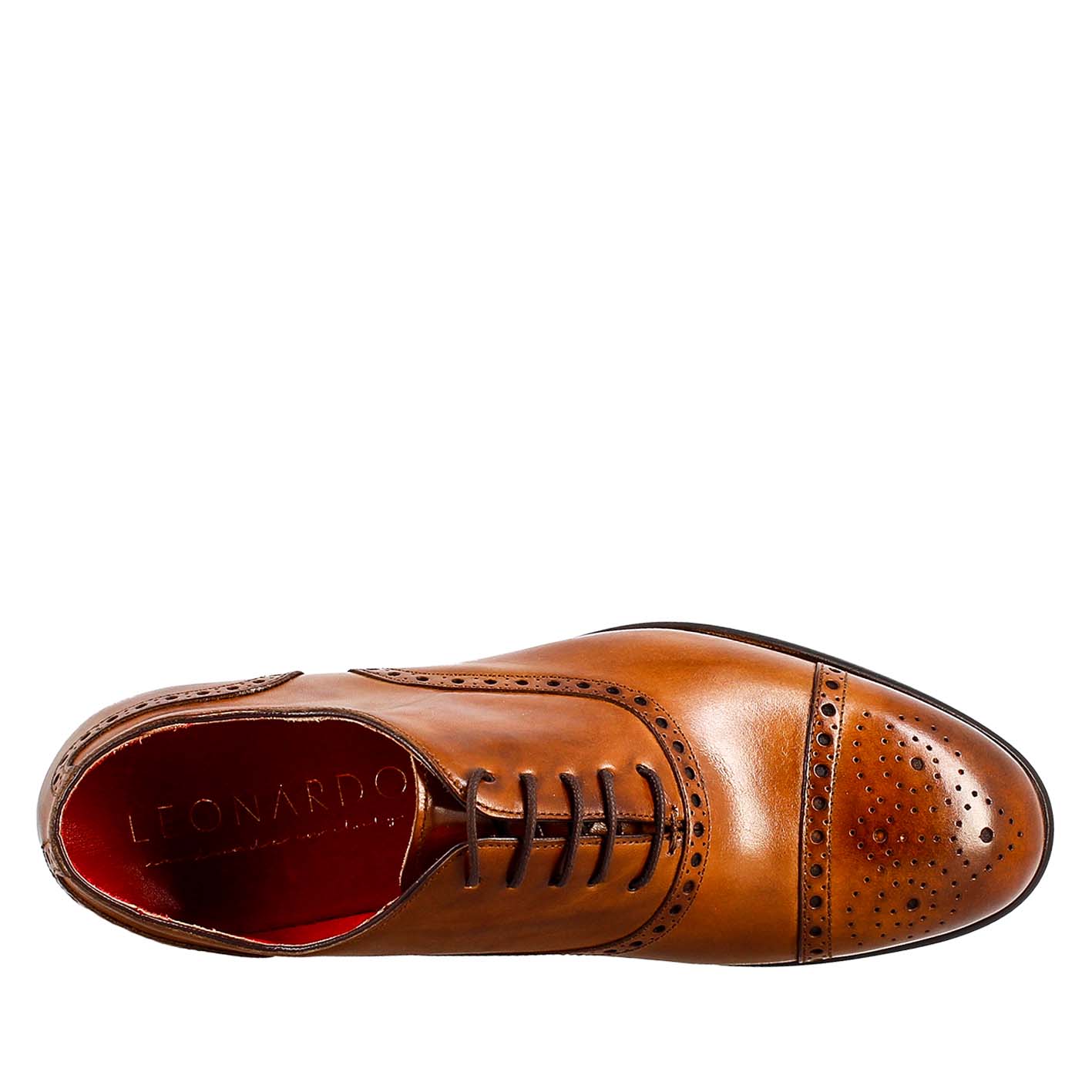 Men's elegant brown leather semi brogue oxford