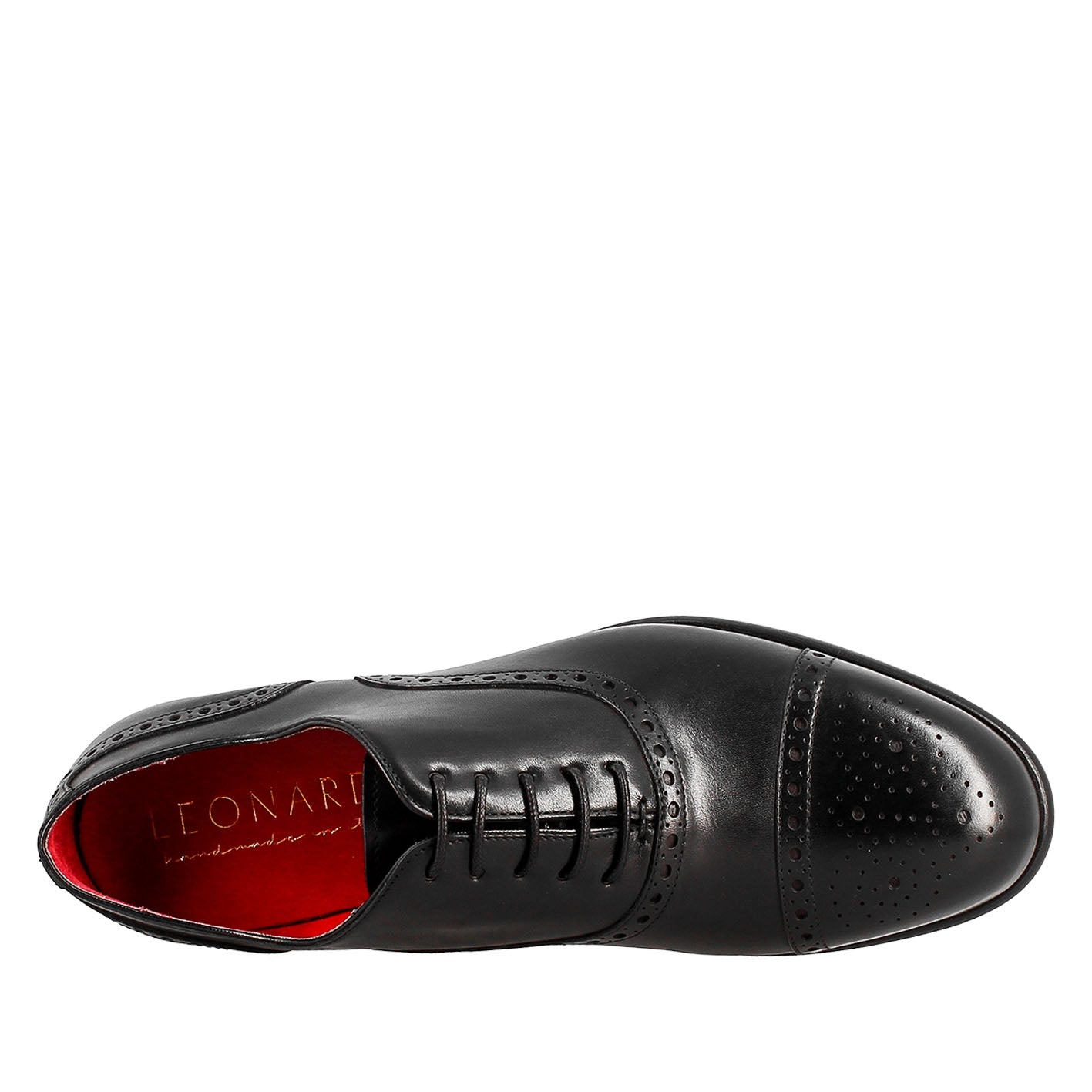 Oxford semi brogue nero elegante da uomo in pelle - LeonardoShoes