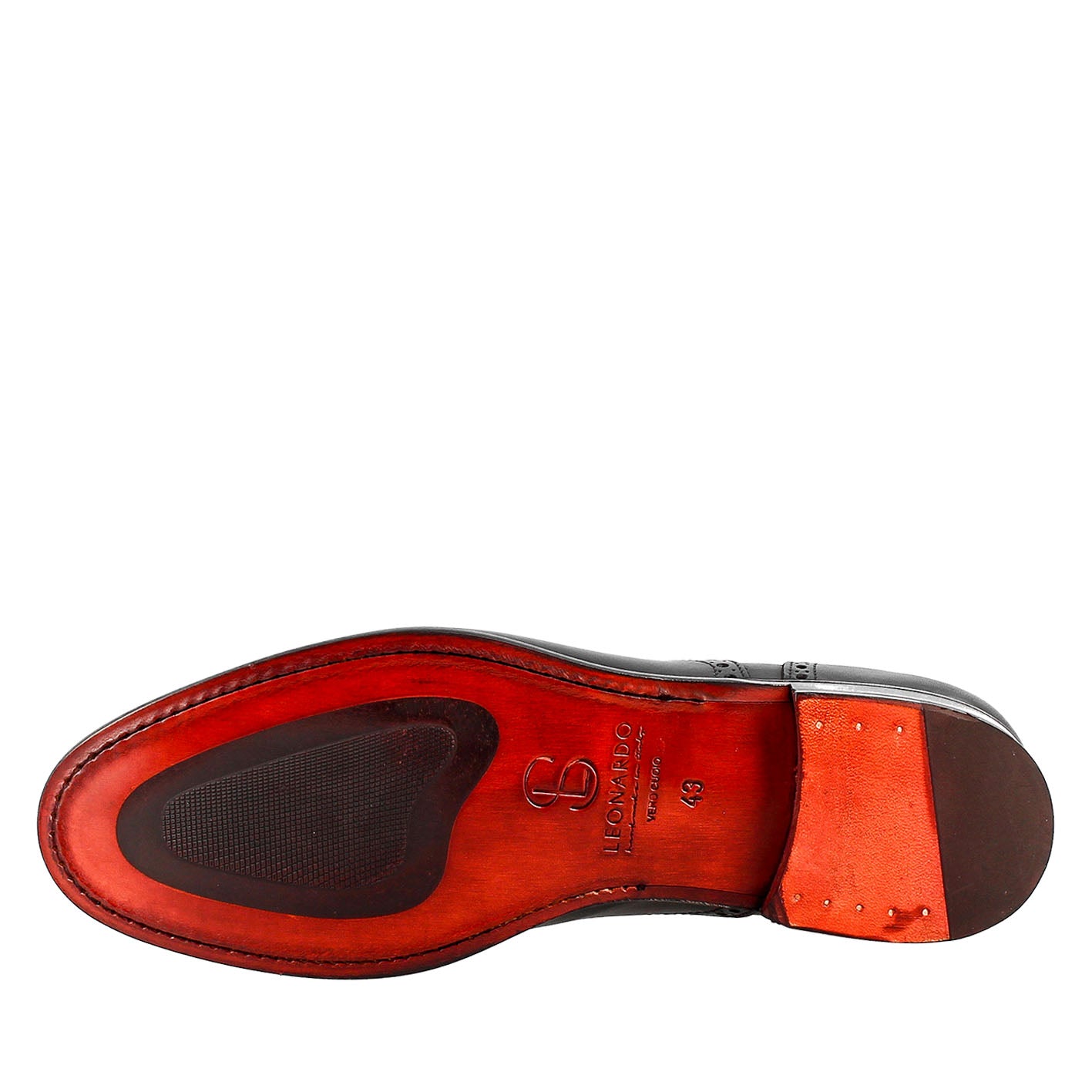 Oxford semi brogue nero elegante da uomo in pelle - LeonardoShoes