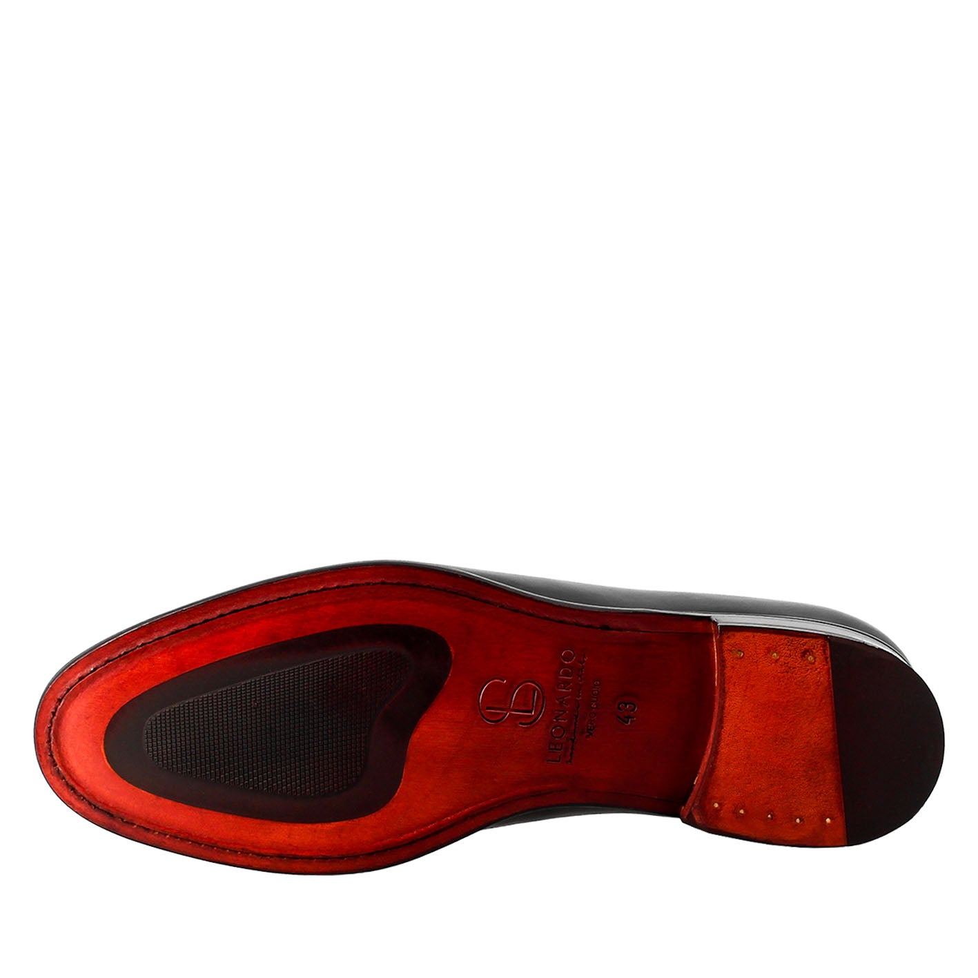 Men's elegant blue wholecut oxford in leather and red lining