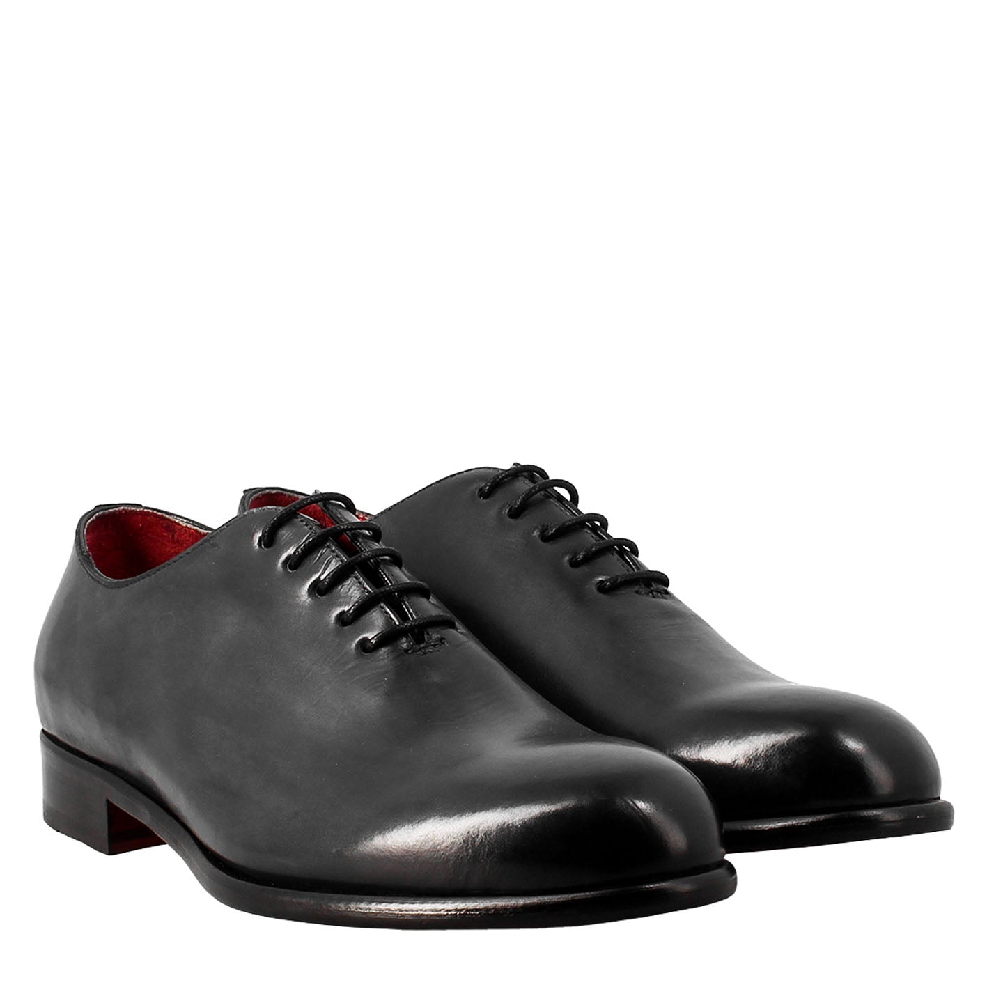 Oxford wholecut blu elegante da uomo in pelle e fodera rossa - LeonardoShoes