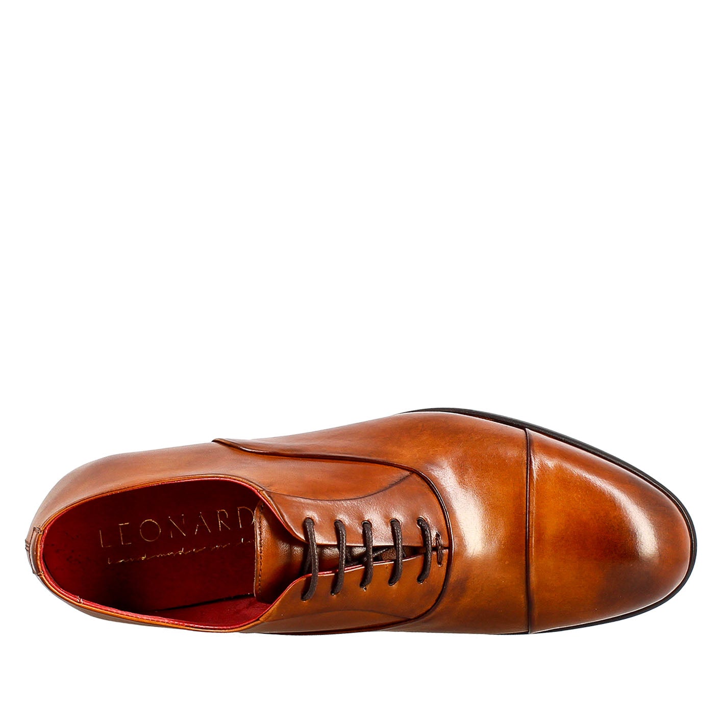 Men's elegant brown oxford in leather and red lining