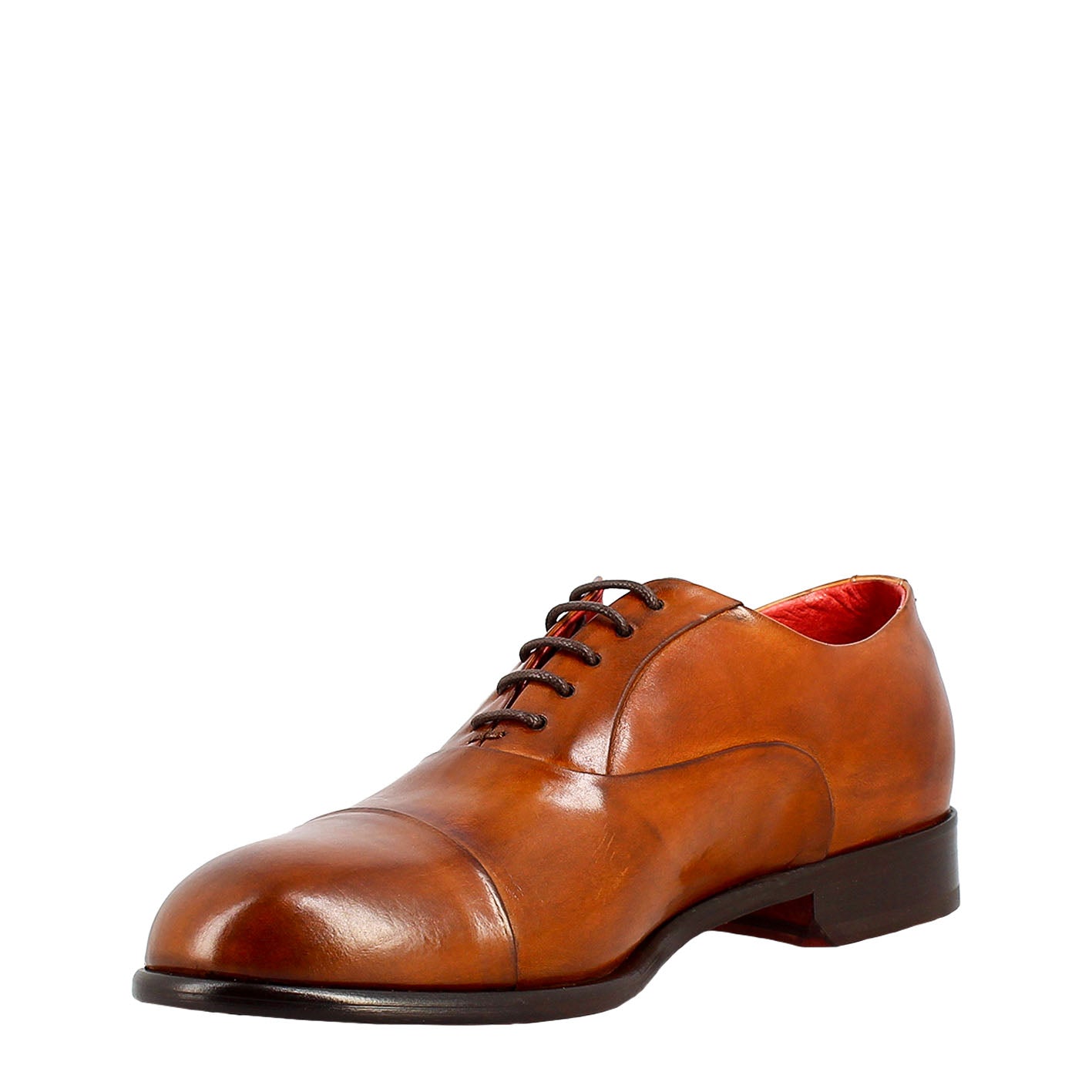 Men's elegant brown oxford in leather and red lining