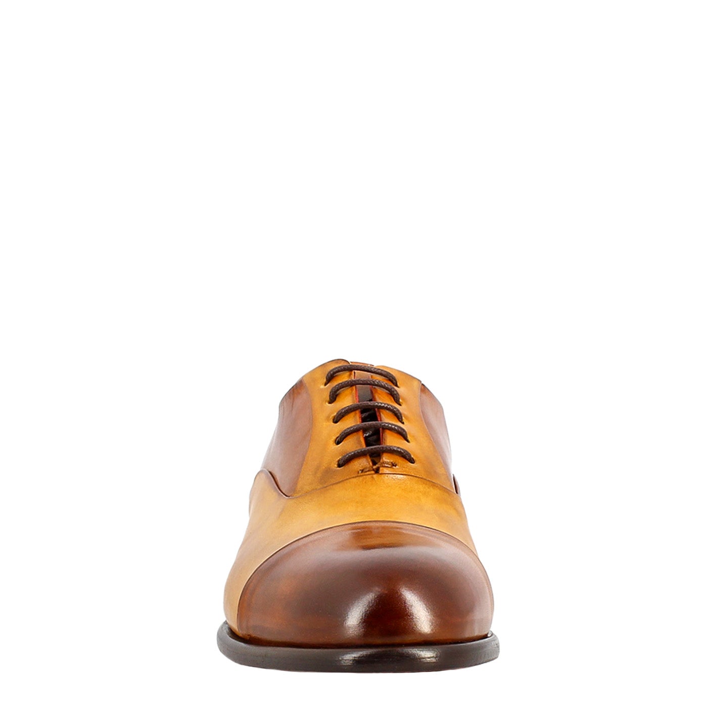 Oxford marrone e giallo elegante da uomo in pelle e fodera rossa - LeonardoShoes