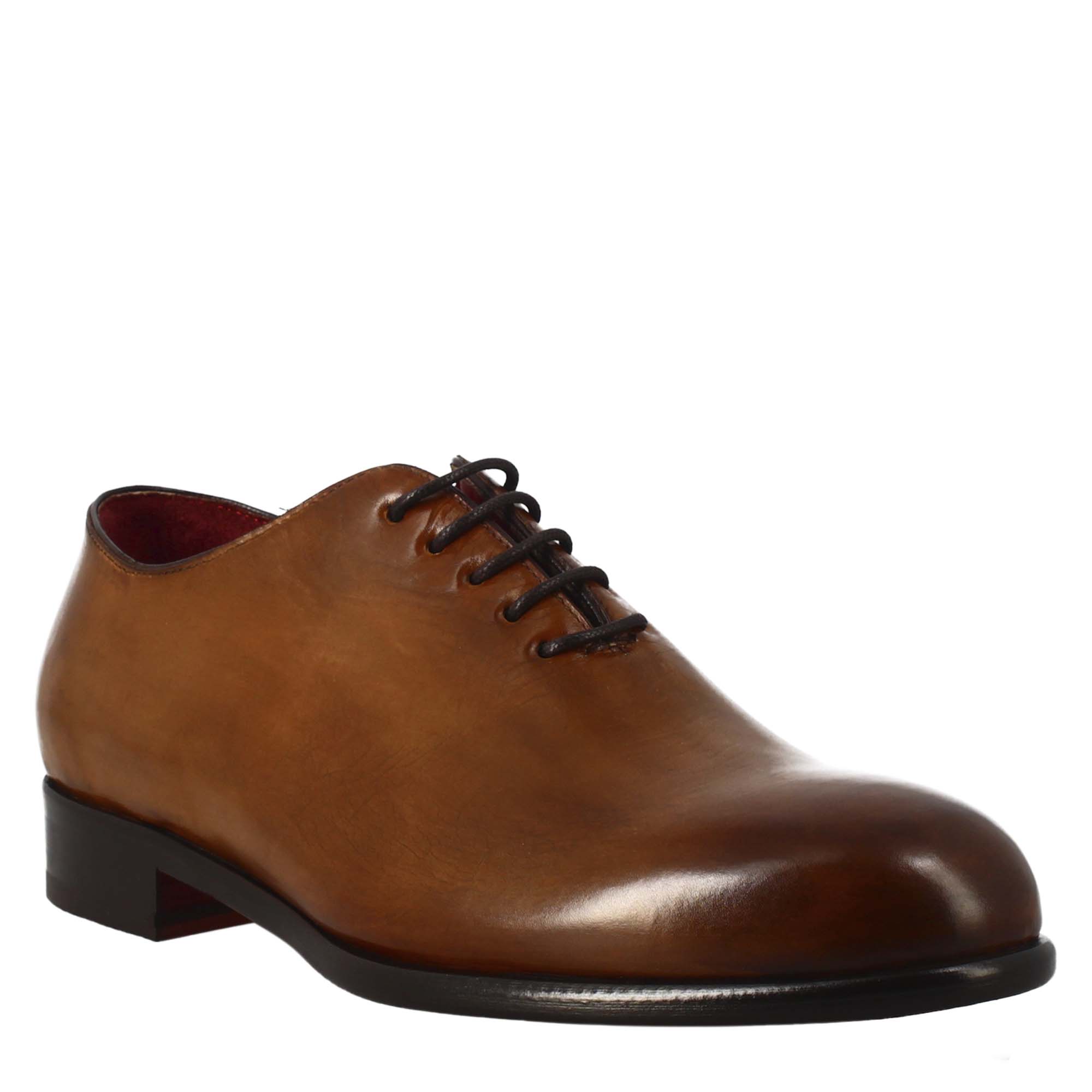 Oxford wholecut marrone siena elegante da uomo in pelle - LeonardoShoes