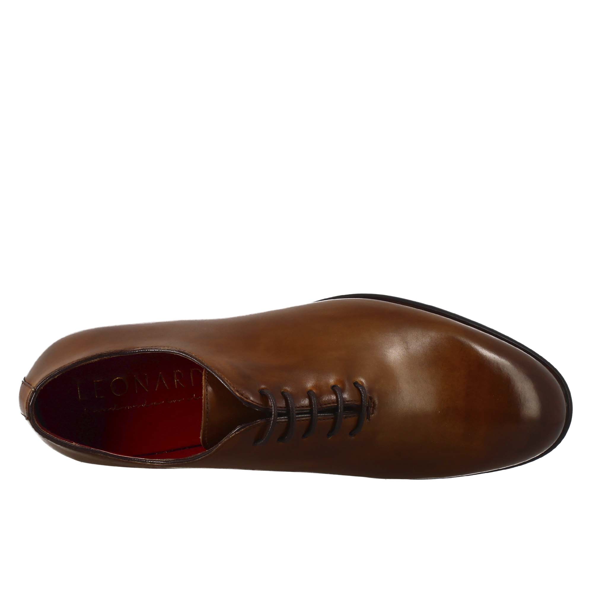 Oxford wholecut marrone siena elegante da uomo in pelle - LeonardoShoes