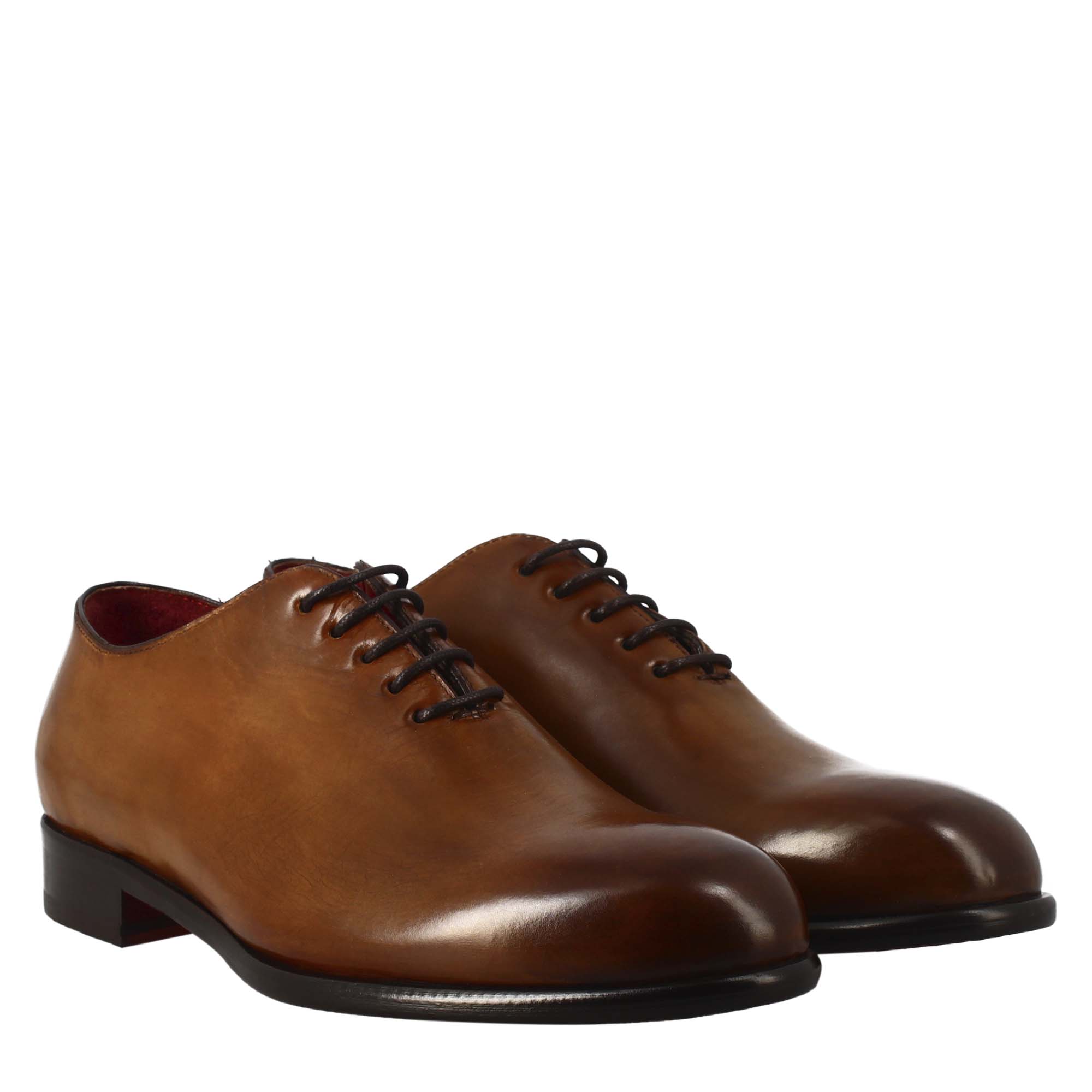 Oxford wholecut marrone siena elegante da uomo in pelle - LeonardoShoes
