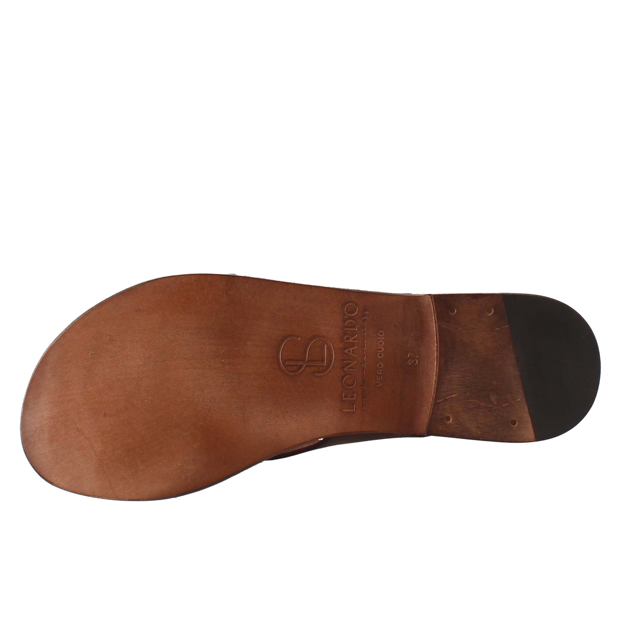 Sandali Arcadia da donna stile romano antico in pelle marrone - LeonardoShoes