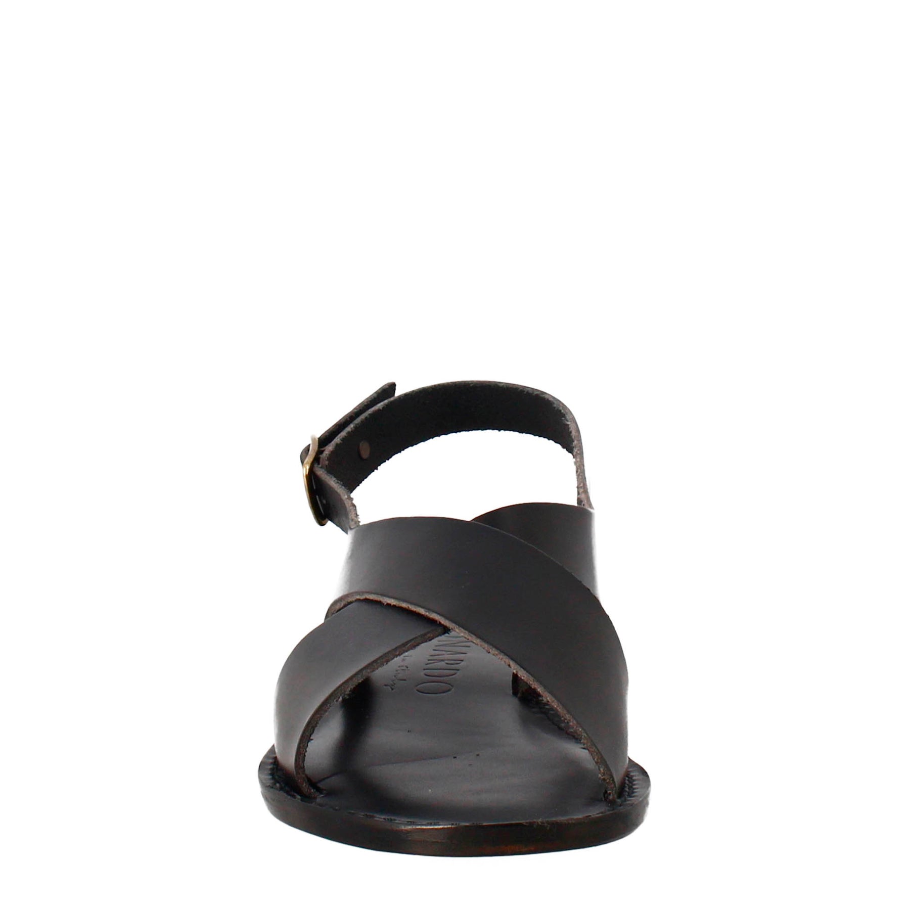 Arcadia women's sandals in ancient Roman style in black leather 