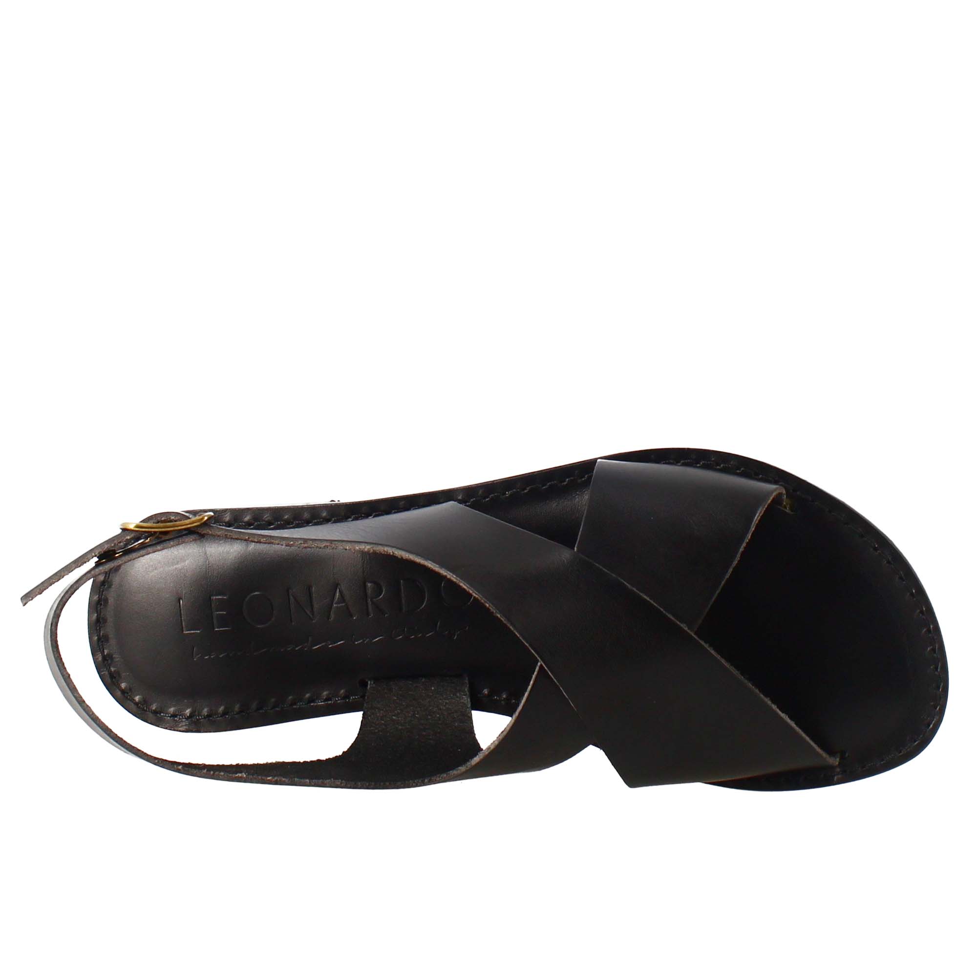 Sandali Arcadia da donna stile romano antico in pelle colore nero - LeonardoShoes