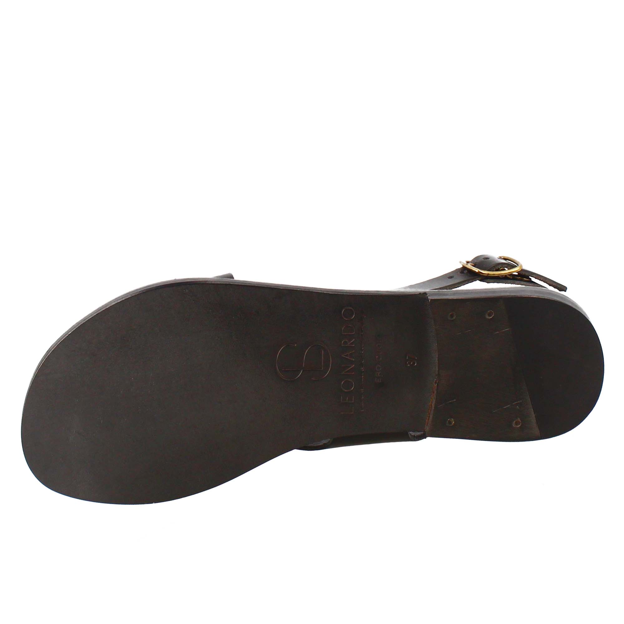 Sandali Arcadia da donna stile romano antico in pelle colore nero - LeonardoShoes