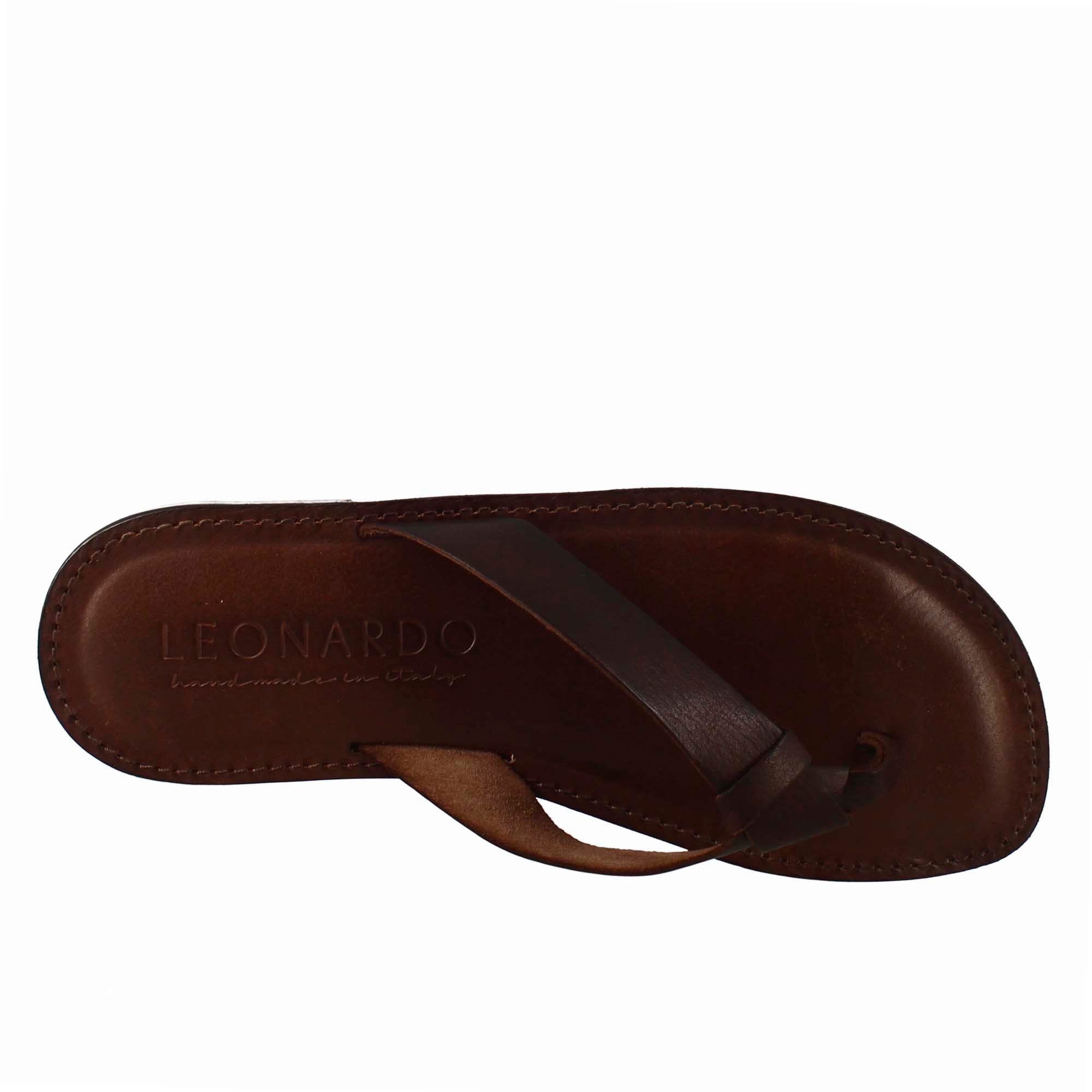 Men's gladiator sandals in Arezzo in brown leather