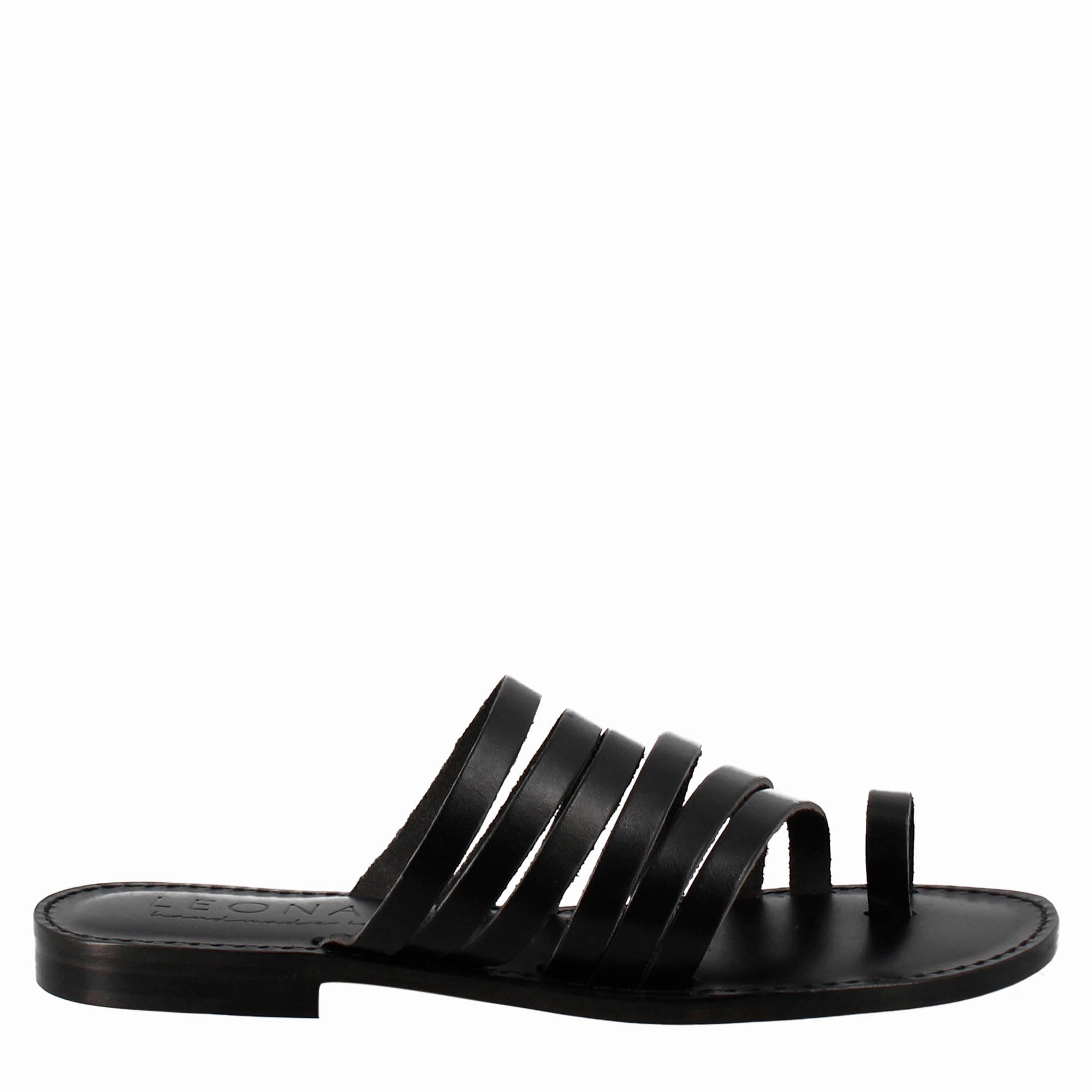 Sandali Celestia da donna stile romano antico in pelle colore nero - LeonardoShoes