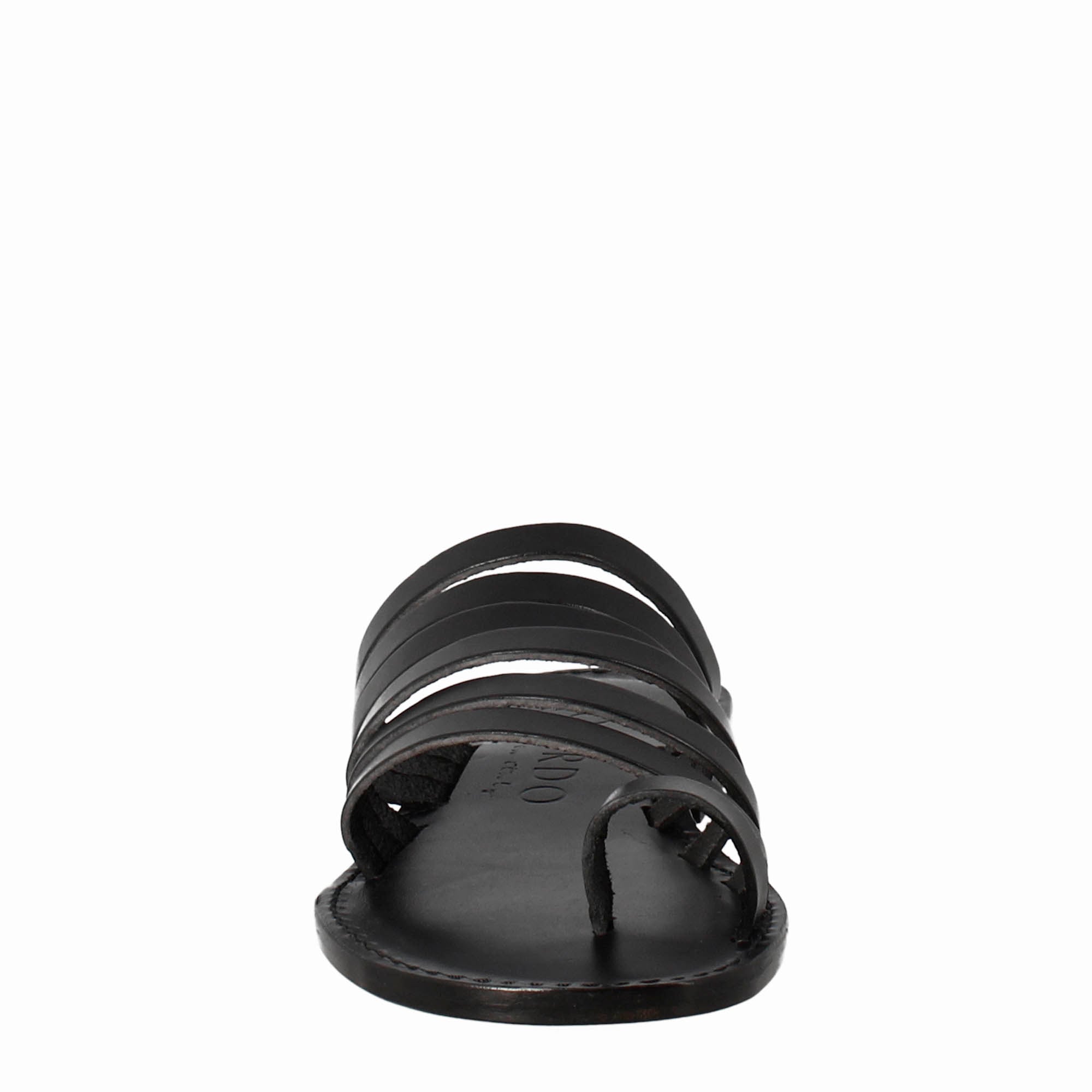 Sandali Celestia da donna stile romano antico in pelle colore nero - LeonardoShoes