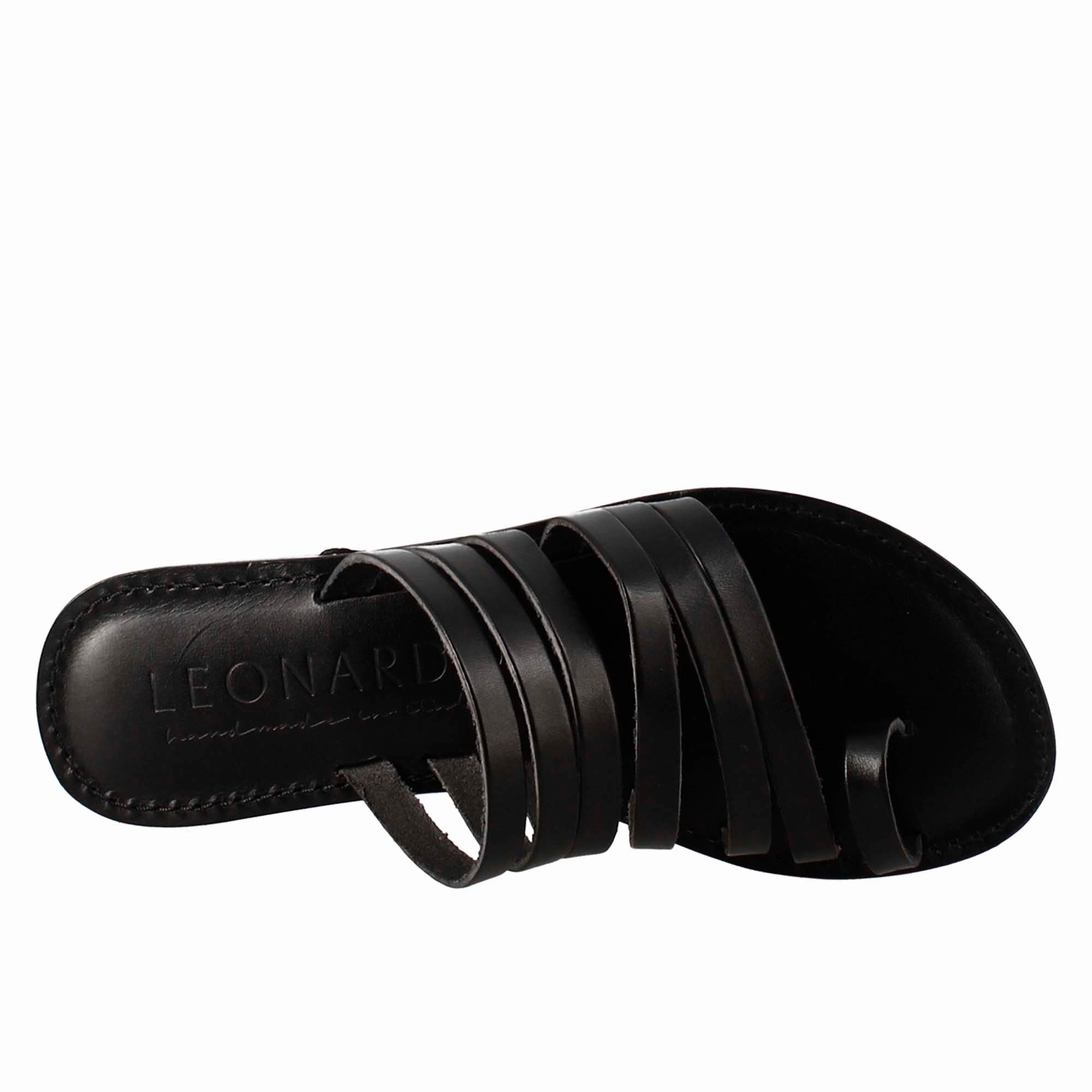 Sandali Celestia da donna stile romano antico in pelle colore nero - LeonardoShoes