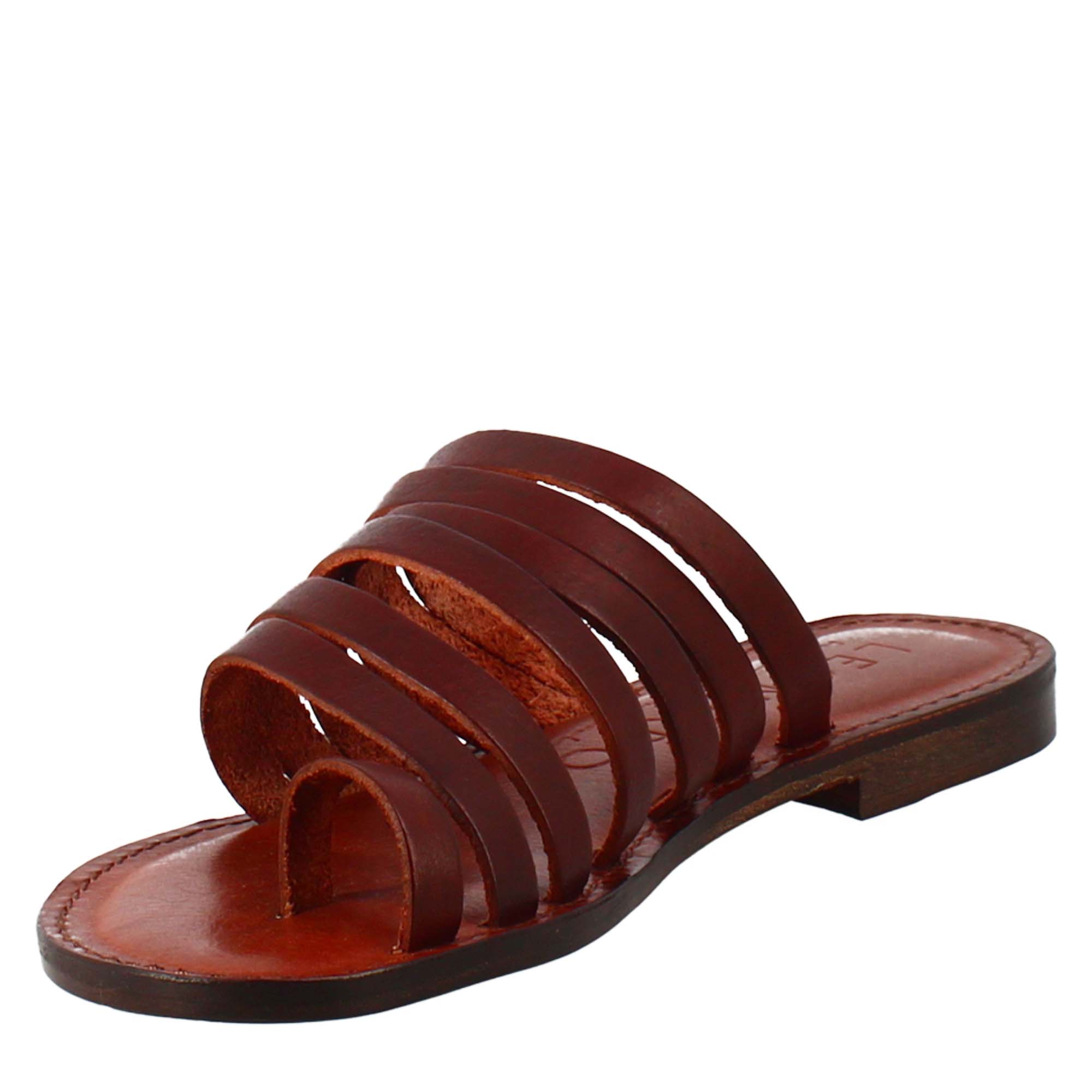 Sandali Celestia da donna stile romano antico in pelle marrone - LeonardoShoes