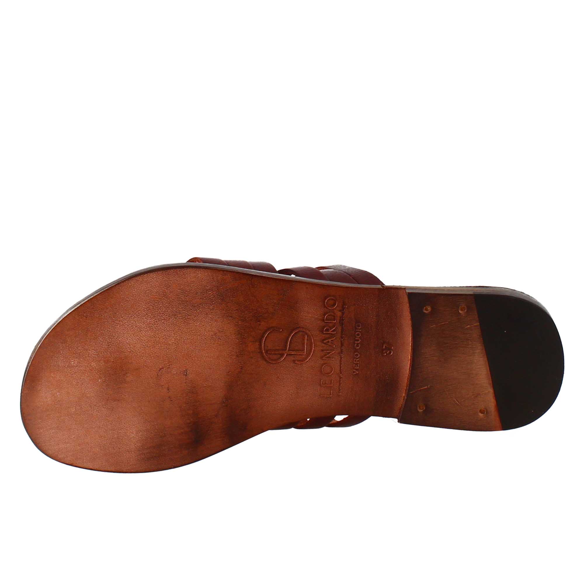 Sandali Celestia da donna stile romano antico in pelle marrone - LeonardoShoes