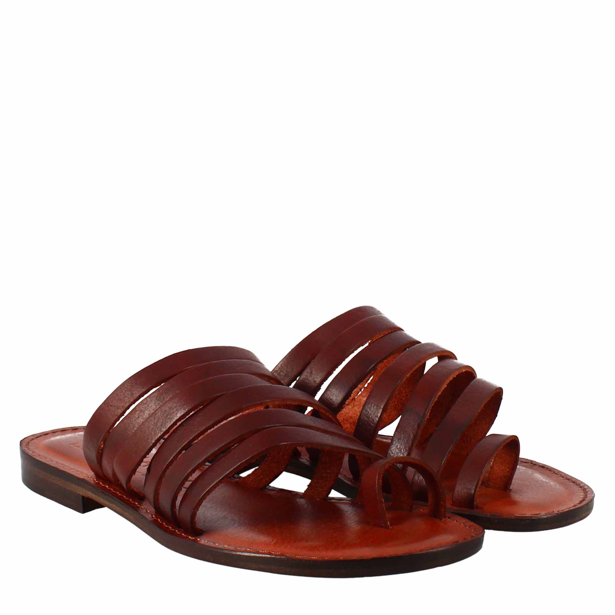 Sandali Celestia da donna stile romano antico in pelle marrone - LeonardoShoes