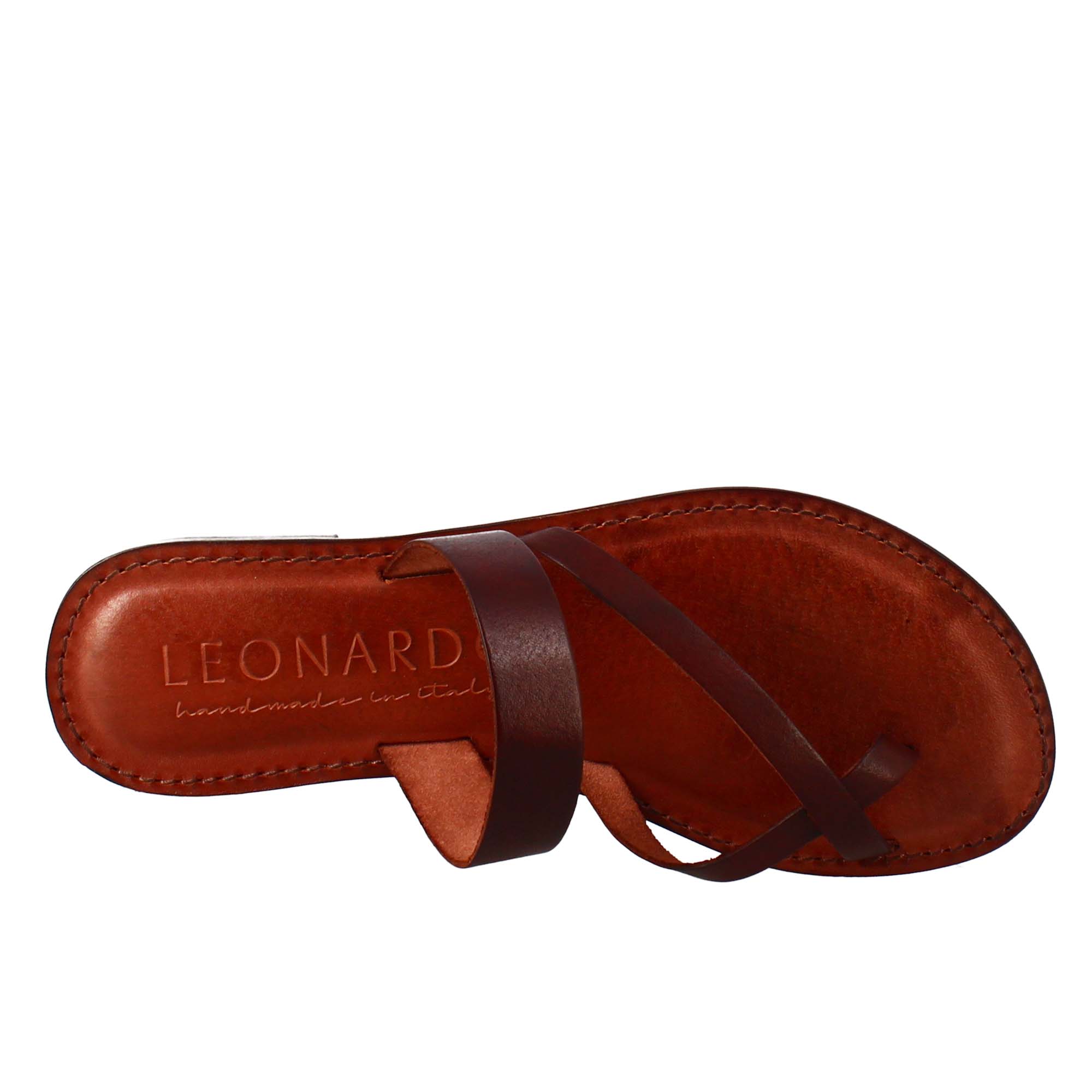 Sandali Nebula da donna stile romano antico in pelle marrone - LeonardoShoes