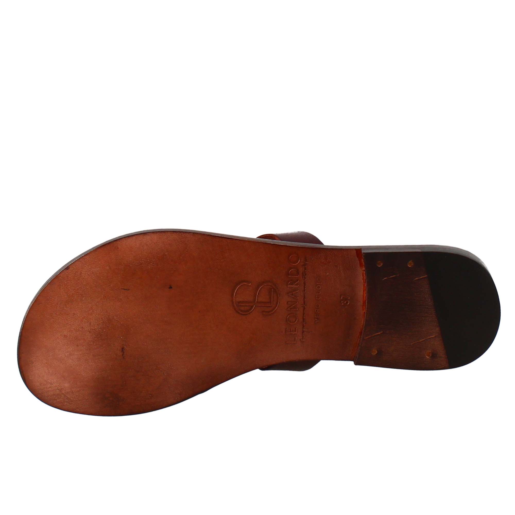 Sandali Nebula da donna stile romano antico in pelle marrone - LeonardoShoes