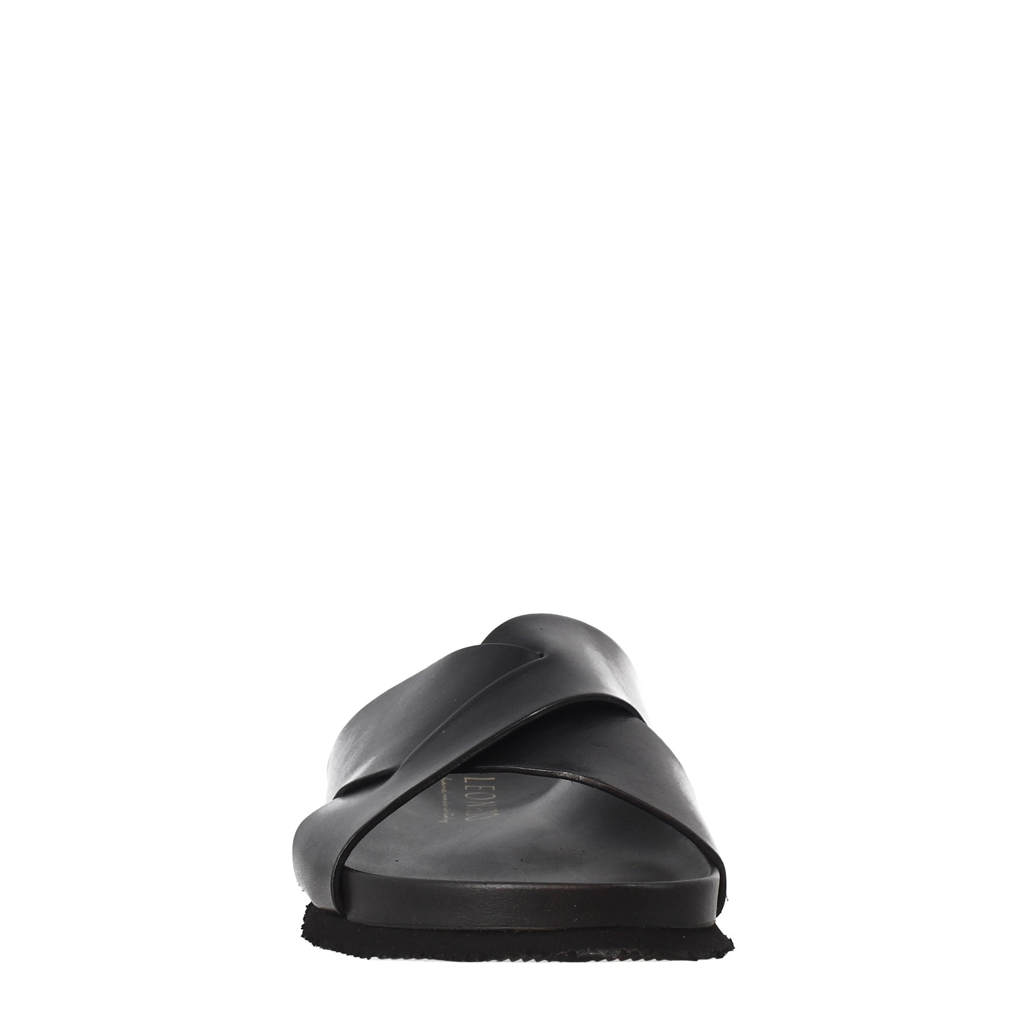 Sandales en cuir noir à dos ouvert pour hommes