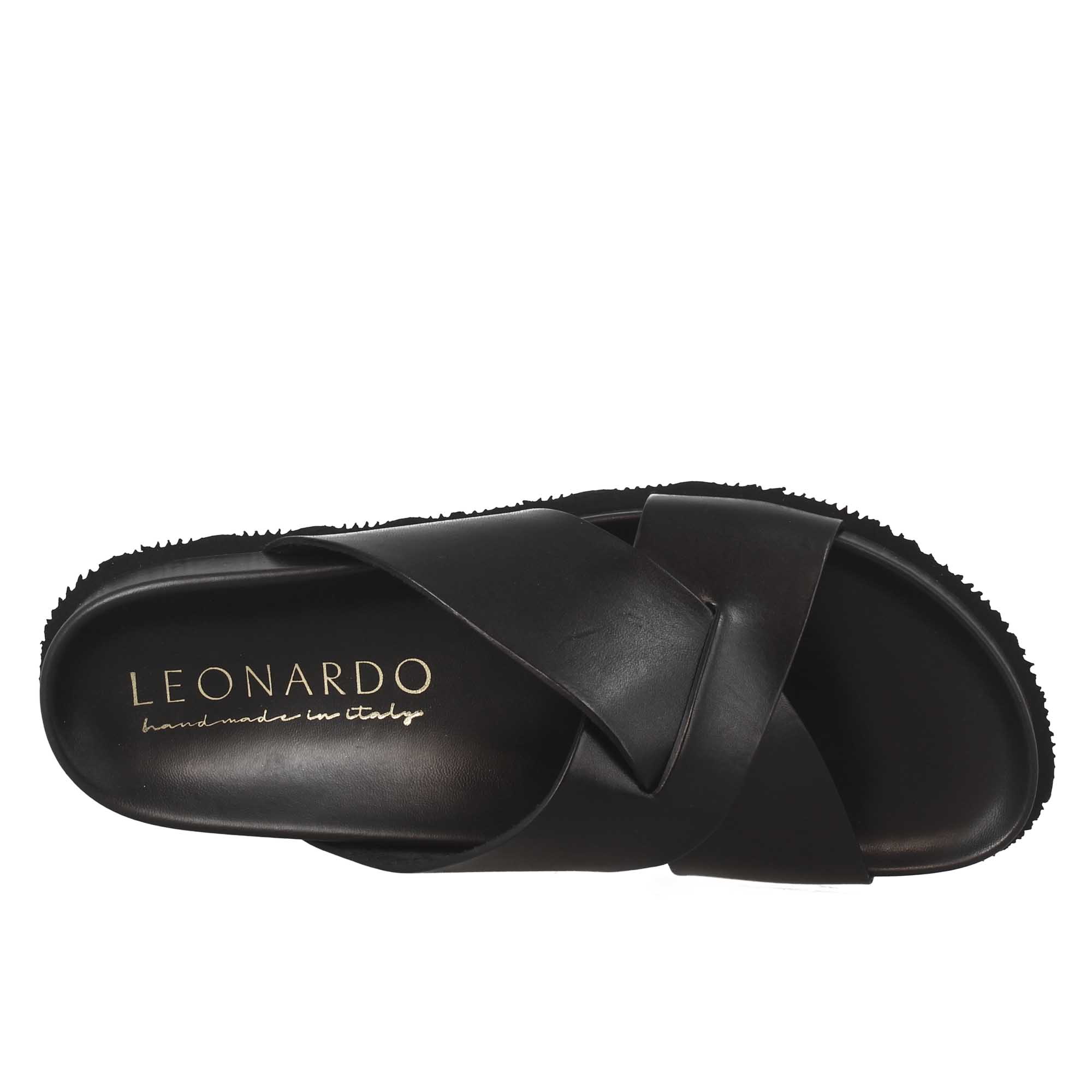 Sandales en cuir noir à dos ouvert pour hommes