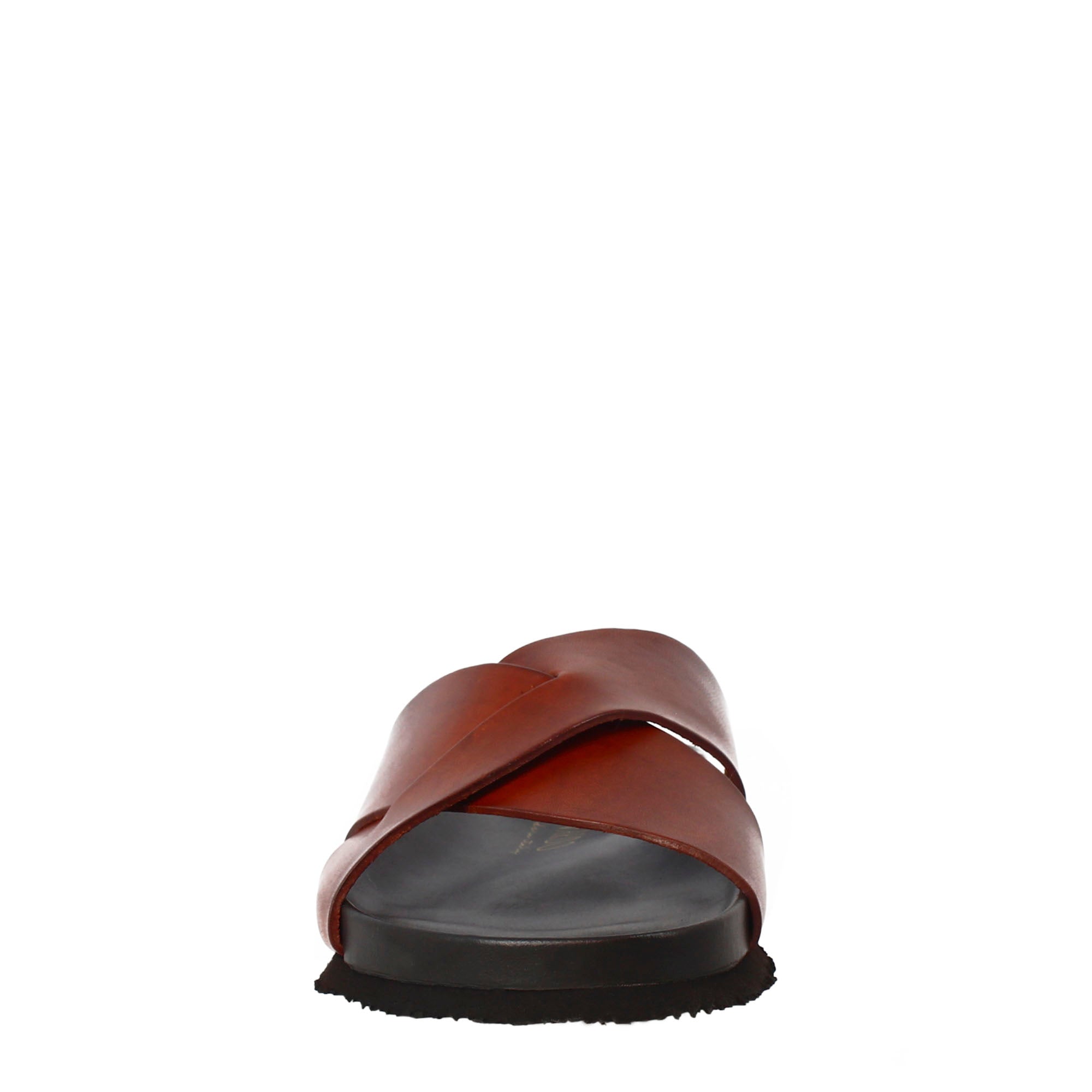 Sandales pour hommes en cuir marron à dos ouvert