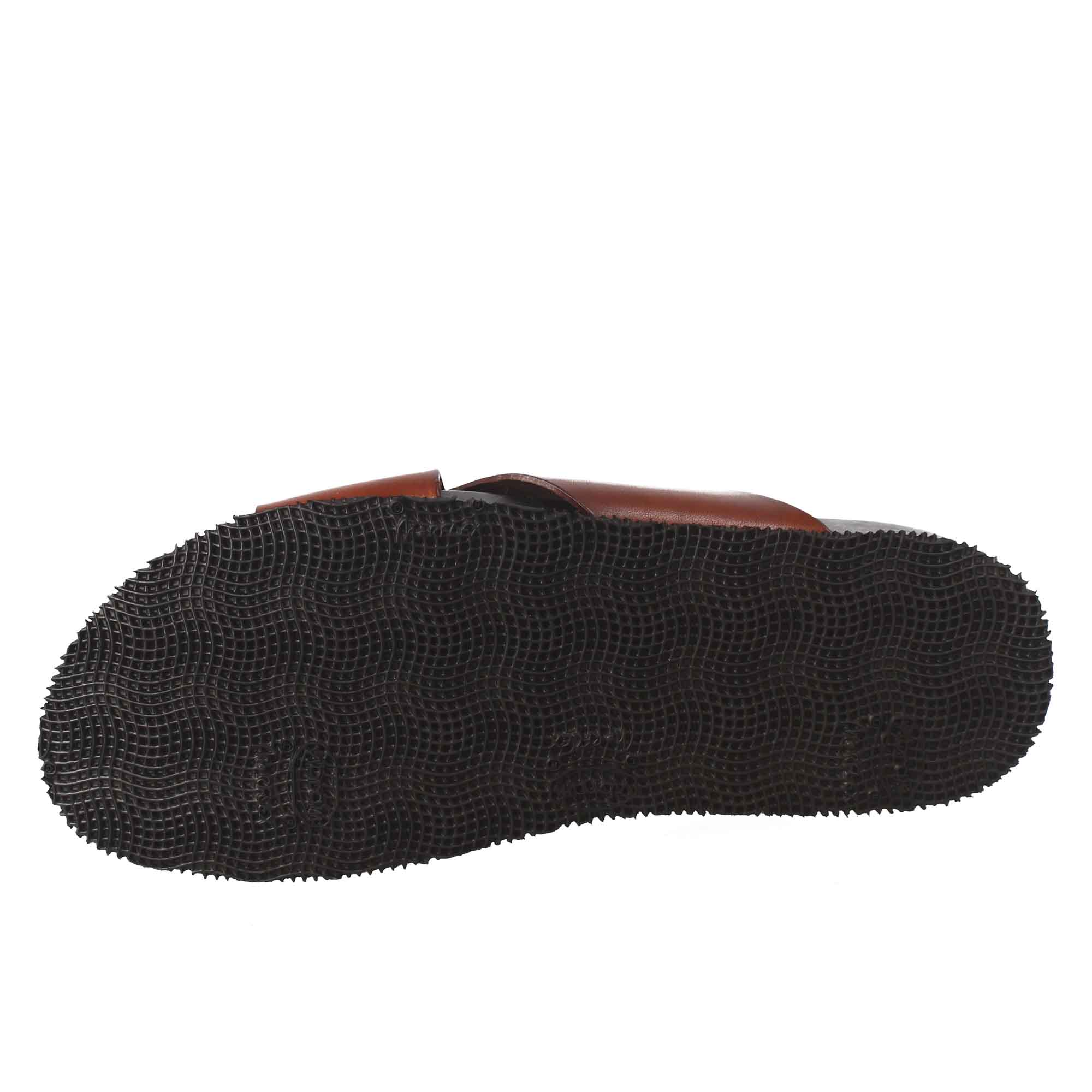 Sandales pour hommes en cuir marron à dos ouvert