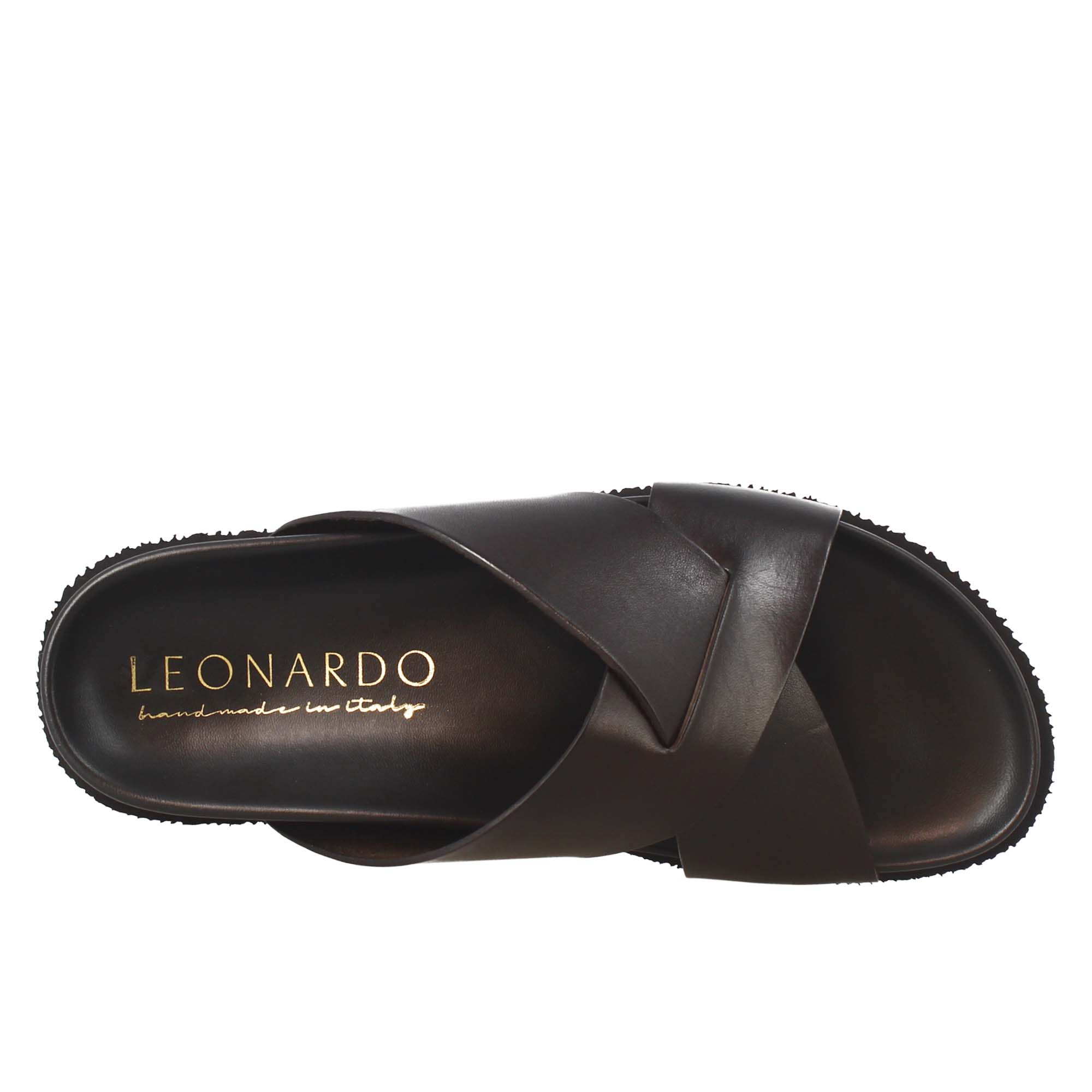 Sandales marron foncé pour hommes en cuir avec dos ouvert
