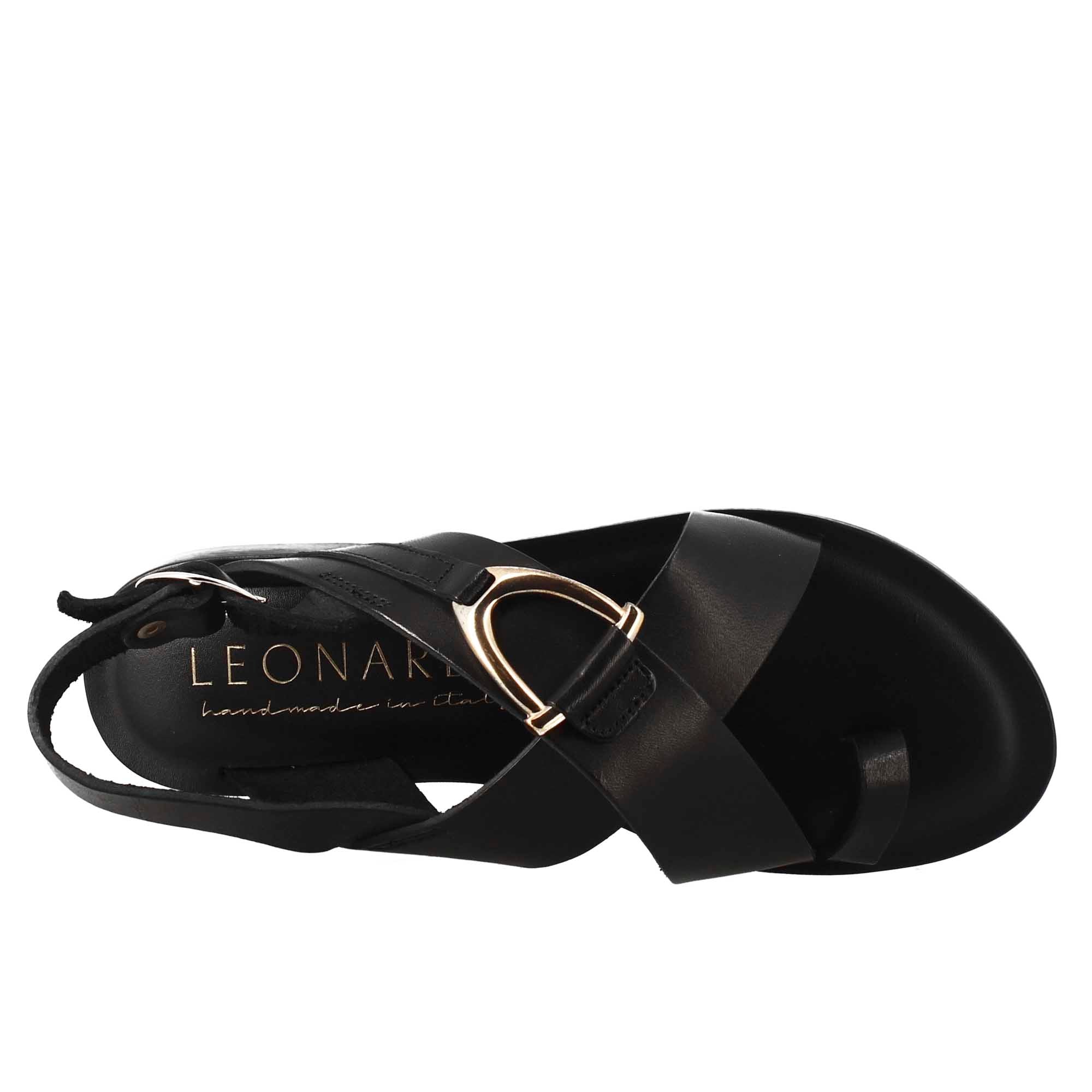 Sandali donna infradito in pelle color nero - LeonardoShoes