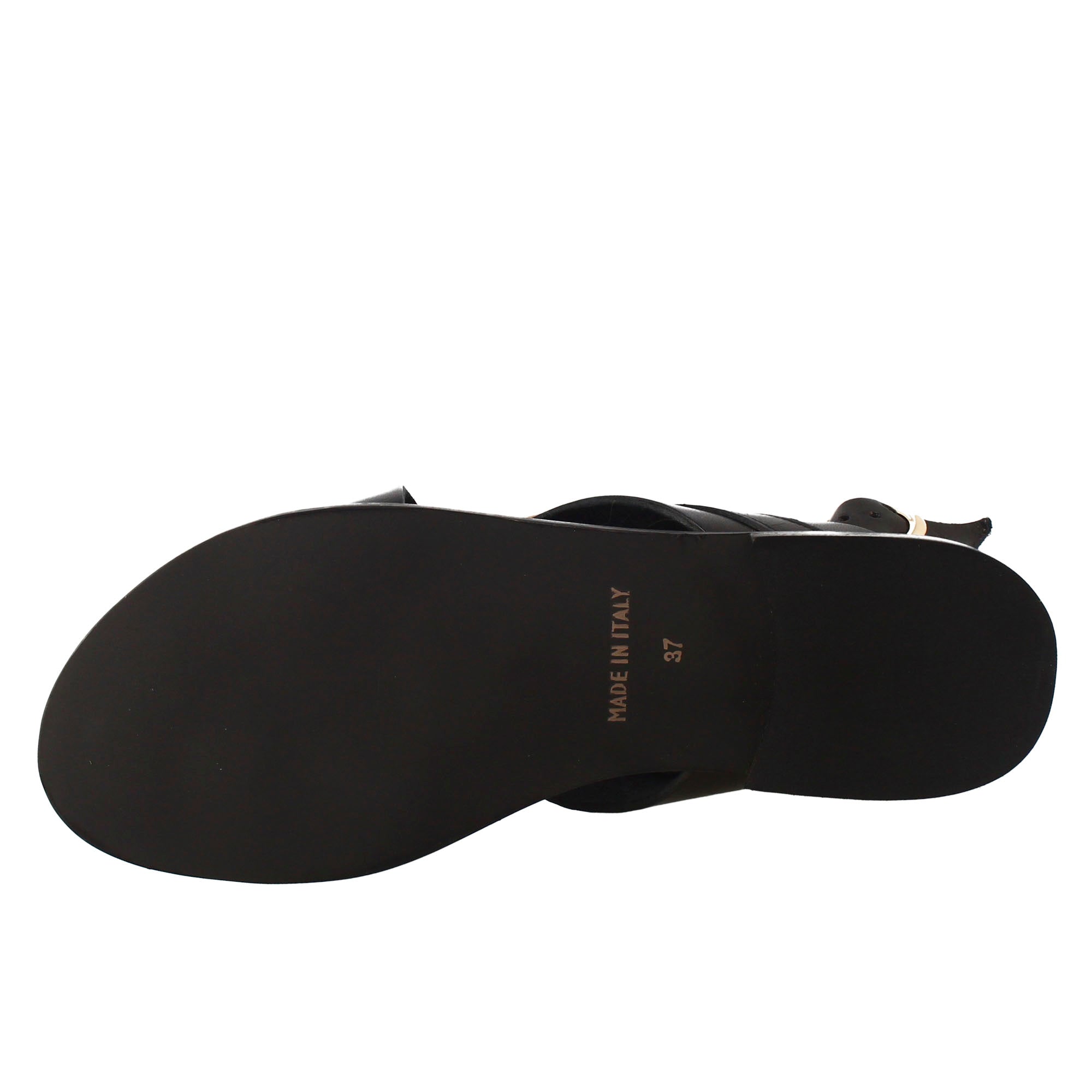 Sandali donna infradito in pelle color nero - LeonardoShoes