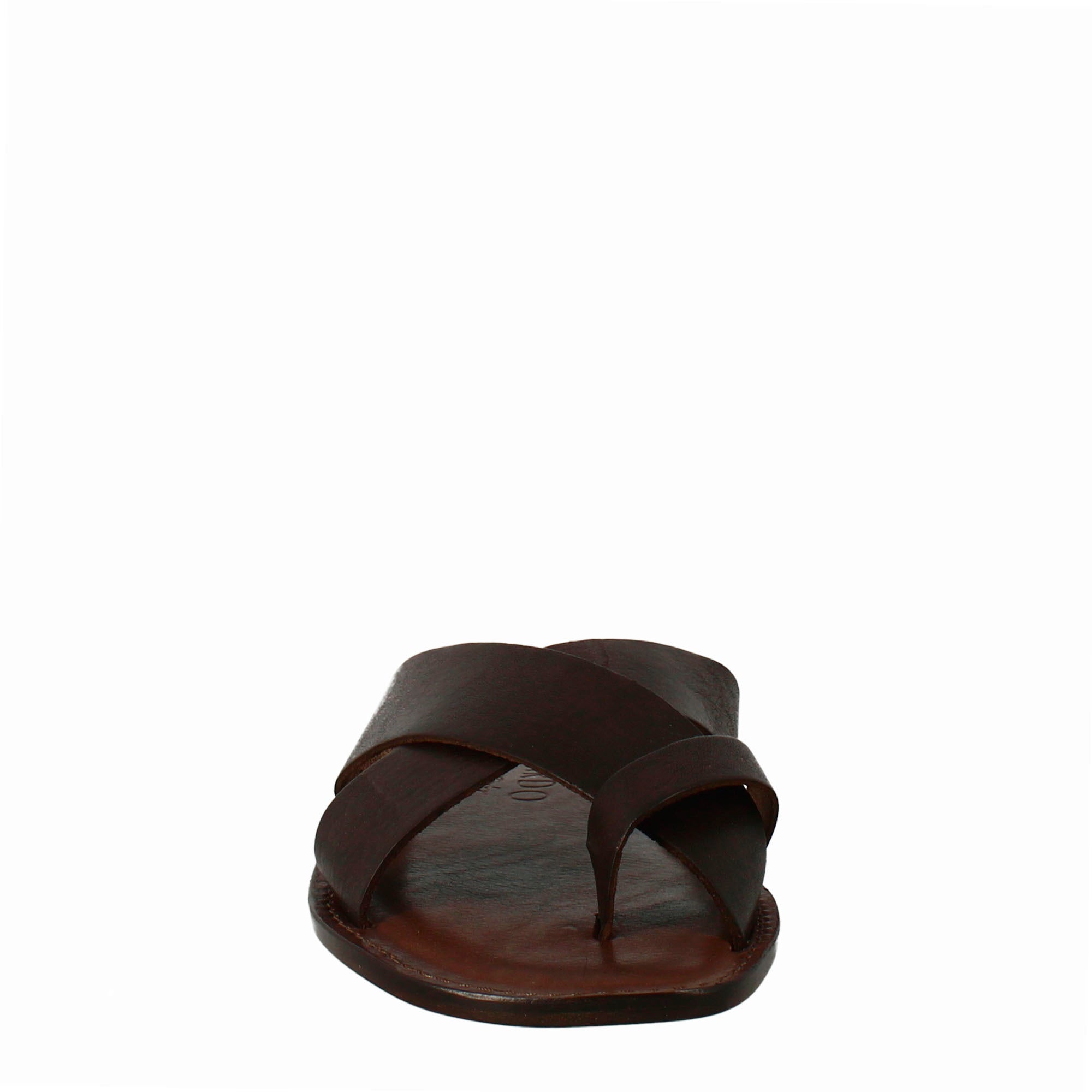 Sandales spartiates en cuir marron café pour homme