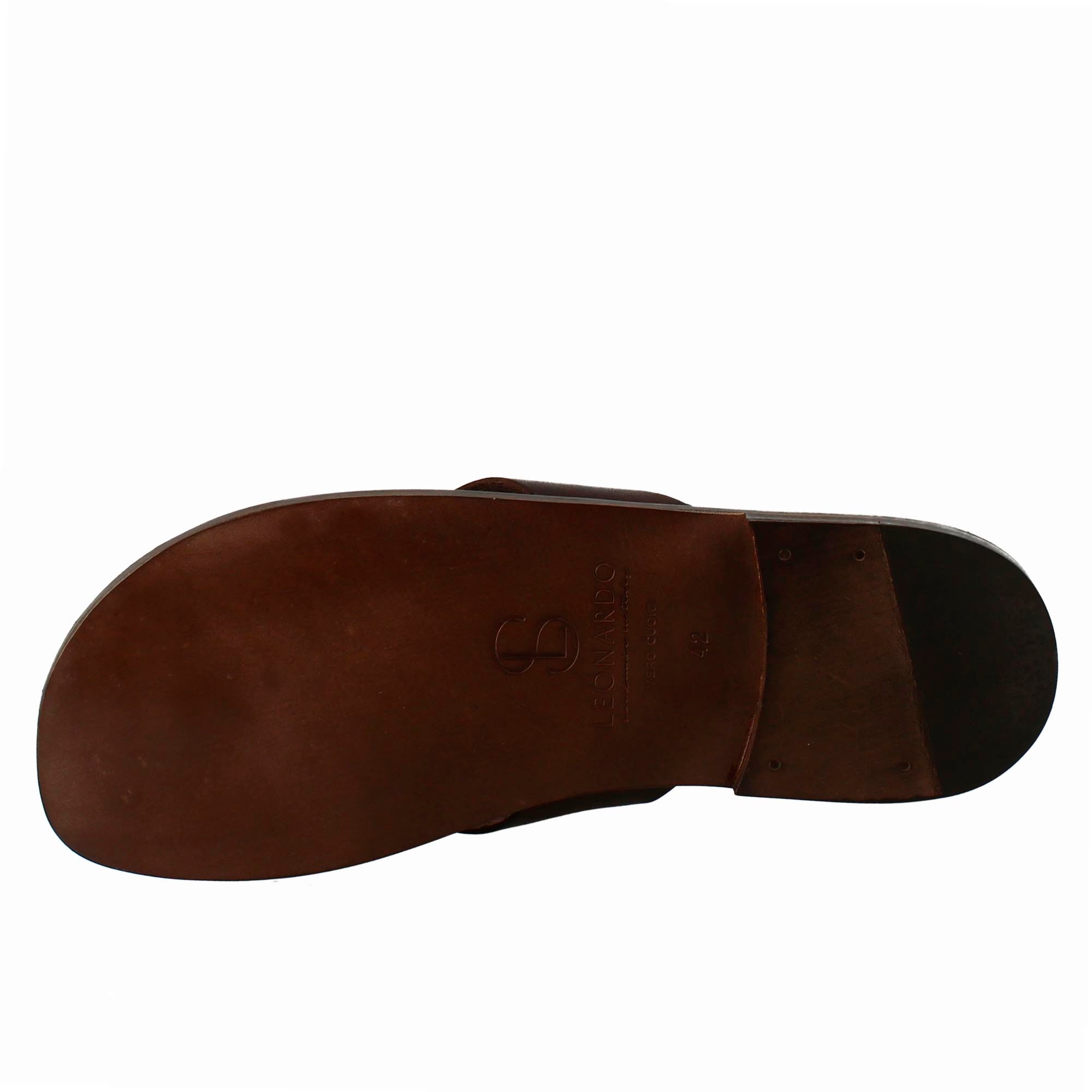 Sandales spartiates en cuir marron café pour homme