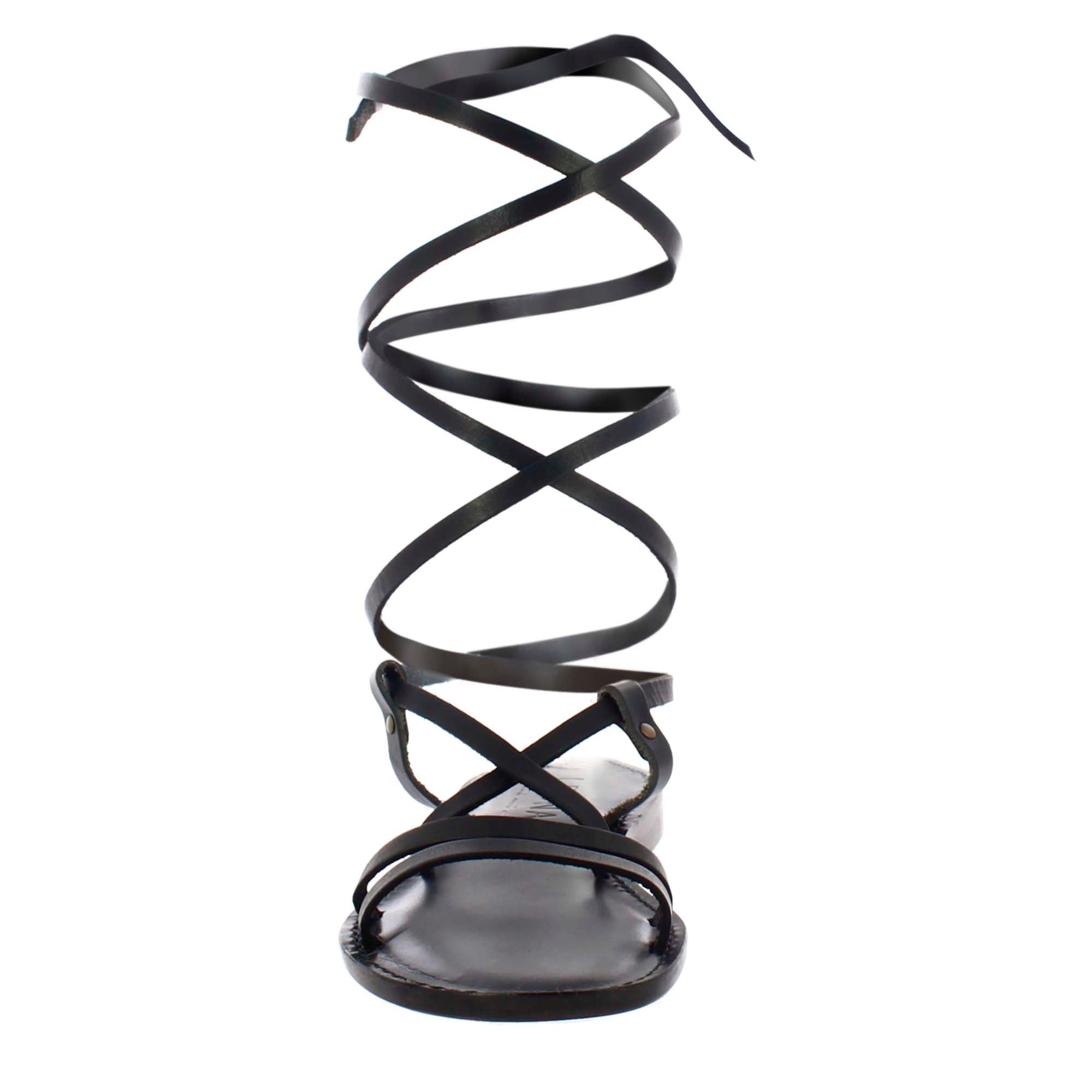 Ancient Roman style Lumina women's sandals in black leather