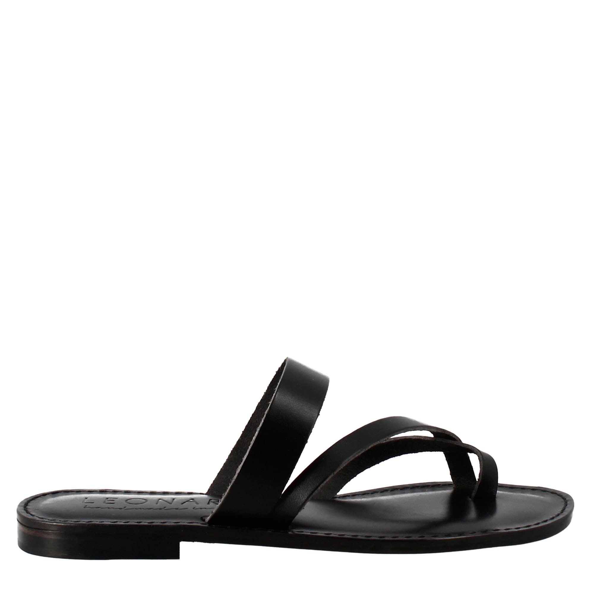 Sandali Nebula da donna stile romano antico in pelle nero - LeonardoShoes