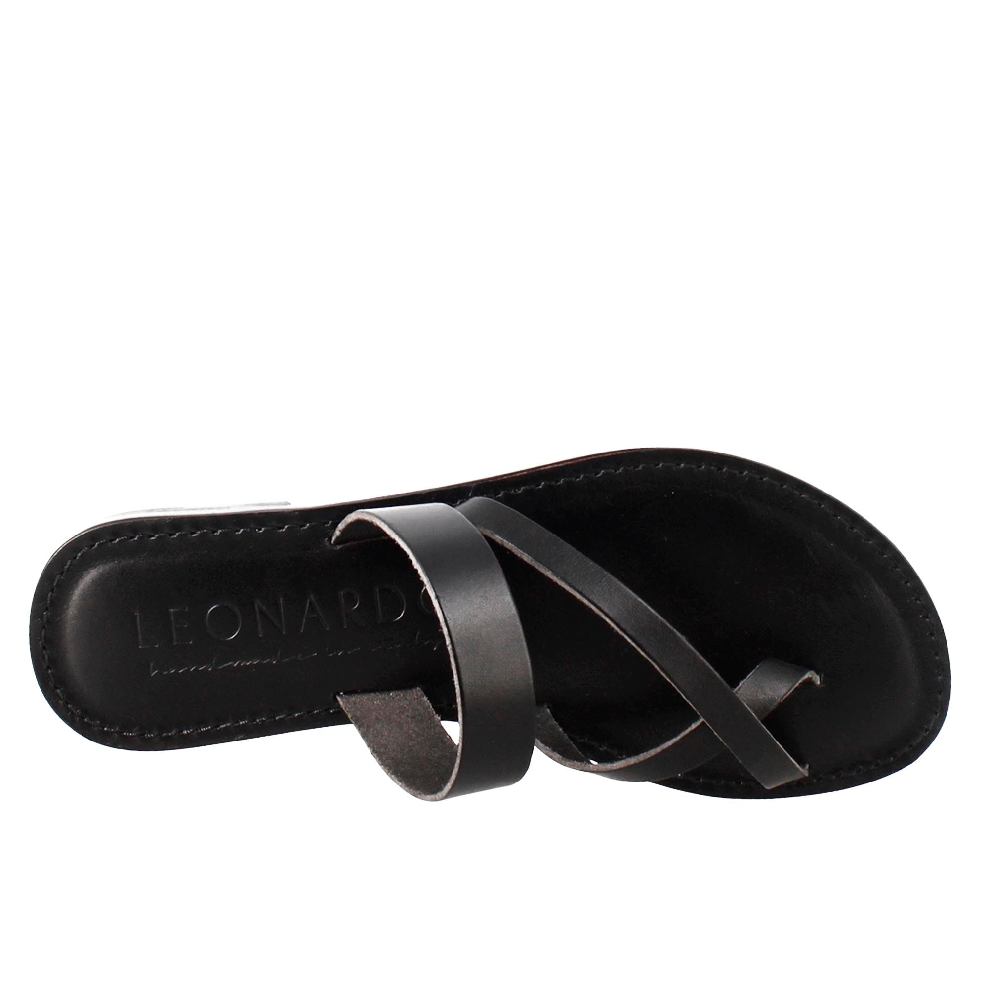 Sandali Nebula da donna stile romano antico in pelle nero - LeonardoShoes