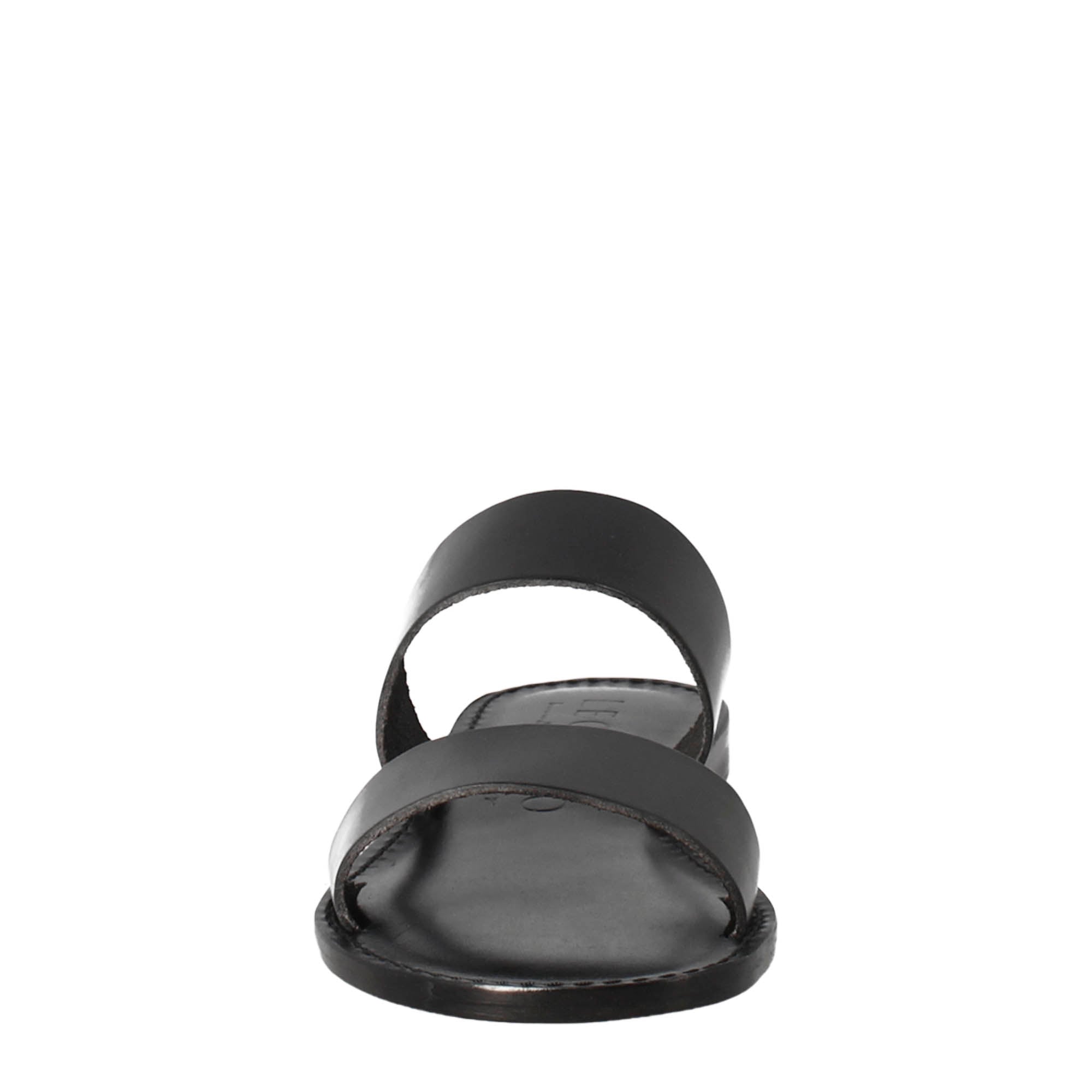 Sandales pour femmes Nirvana de style romain antique en cuir noir