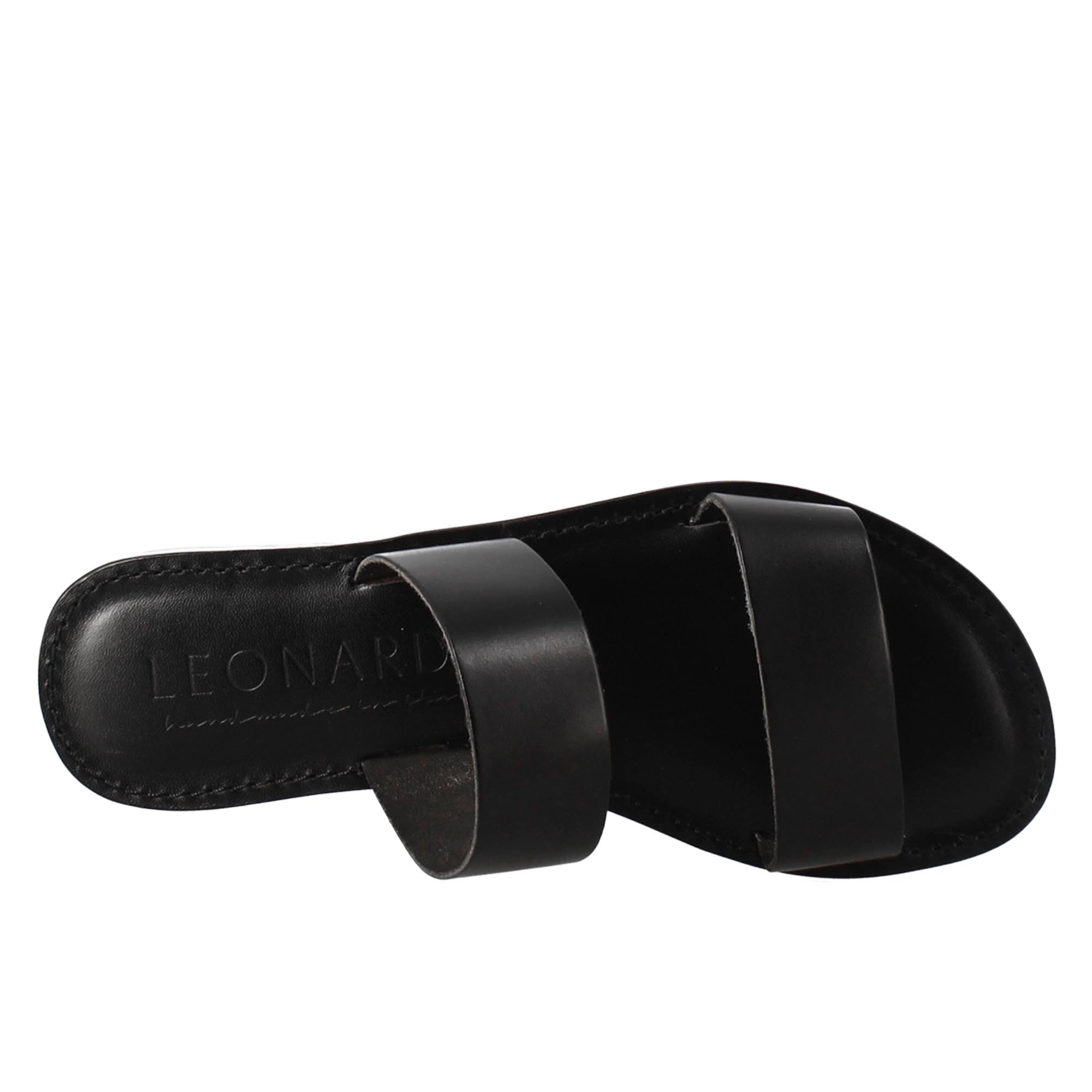 Sandales pour femmes Nirvana de style romain antique en cuir noir