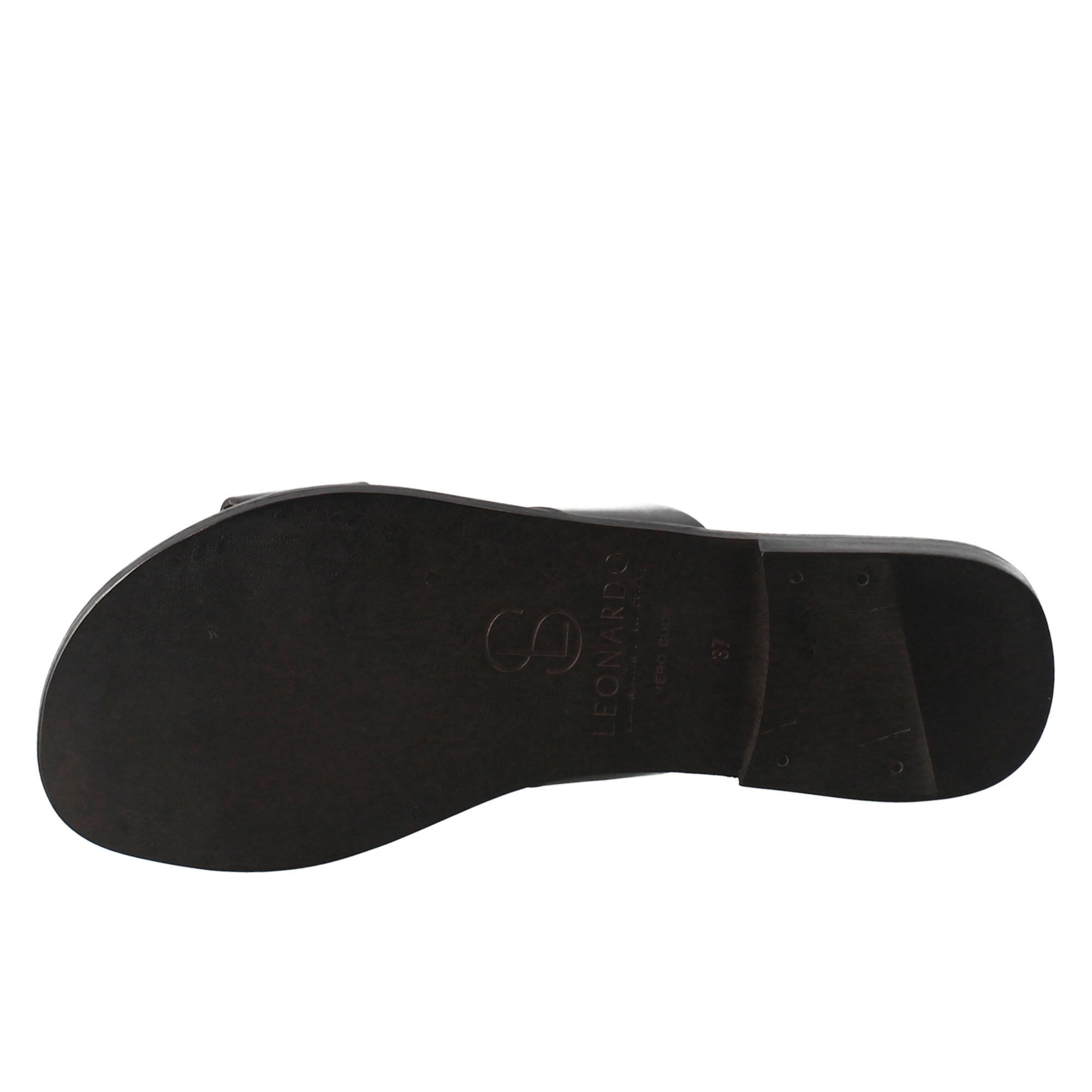 Sandales pour femmes Nirvana de style romain antique en cuir noir