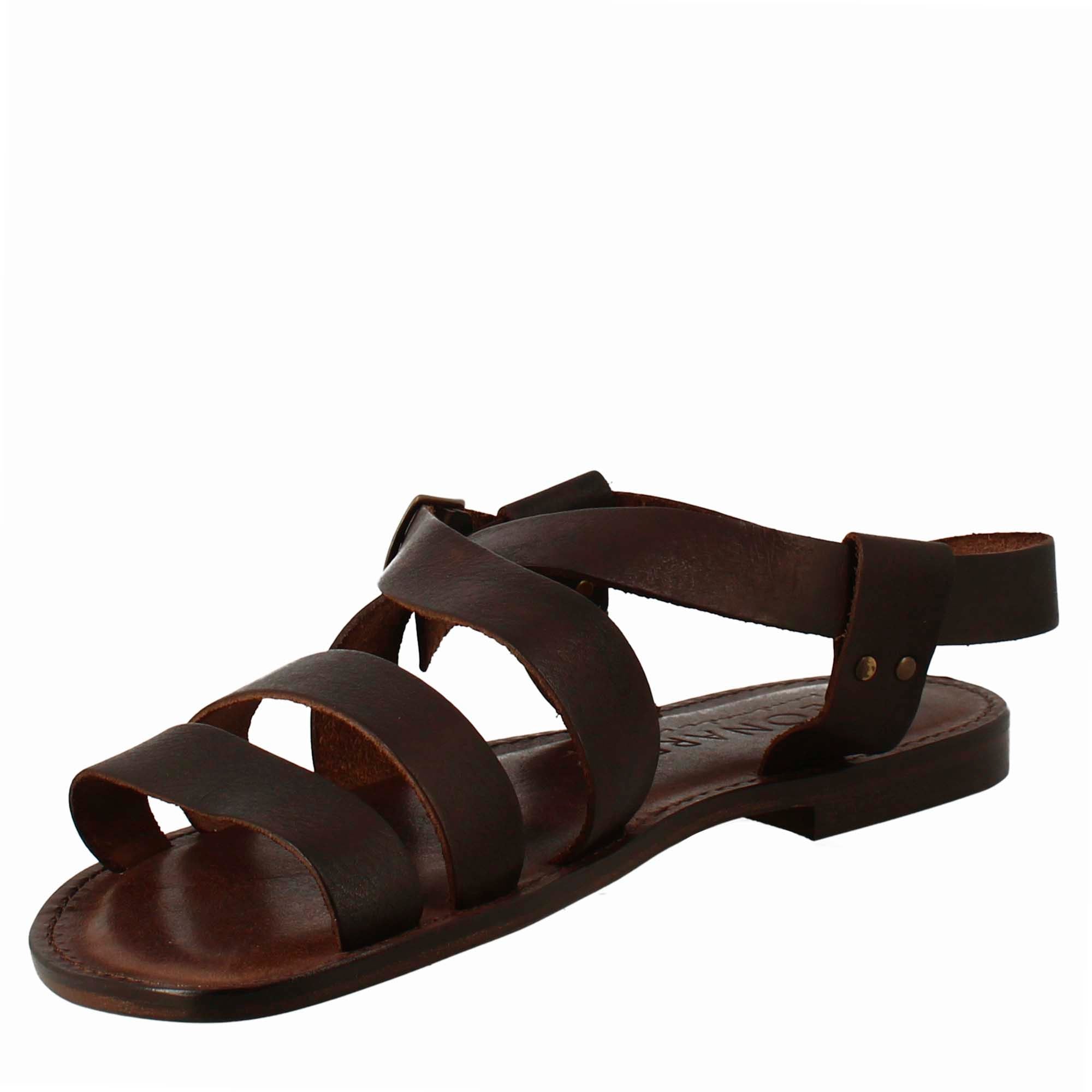 Sandales gladiateur Pisa pour homme en cuir marron