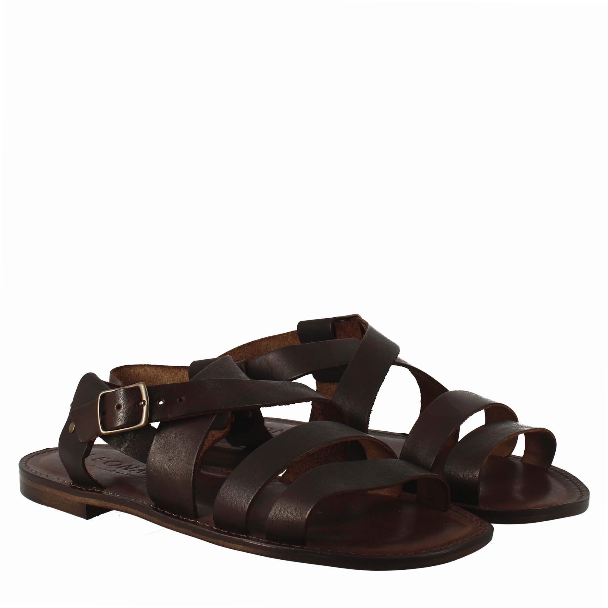 Sandales gladiateur Pisa pour homme en cuir marron