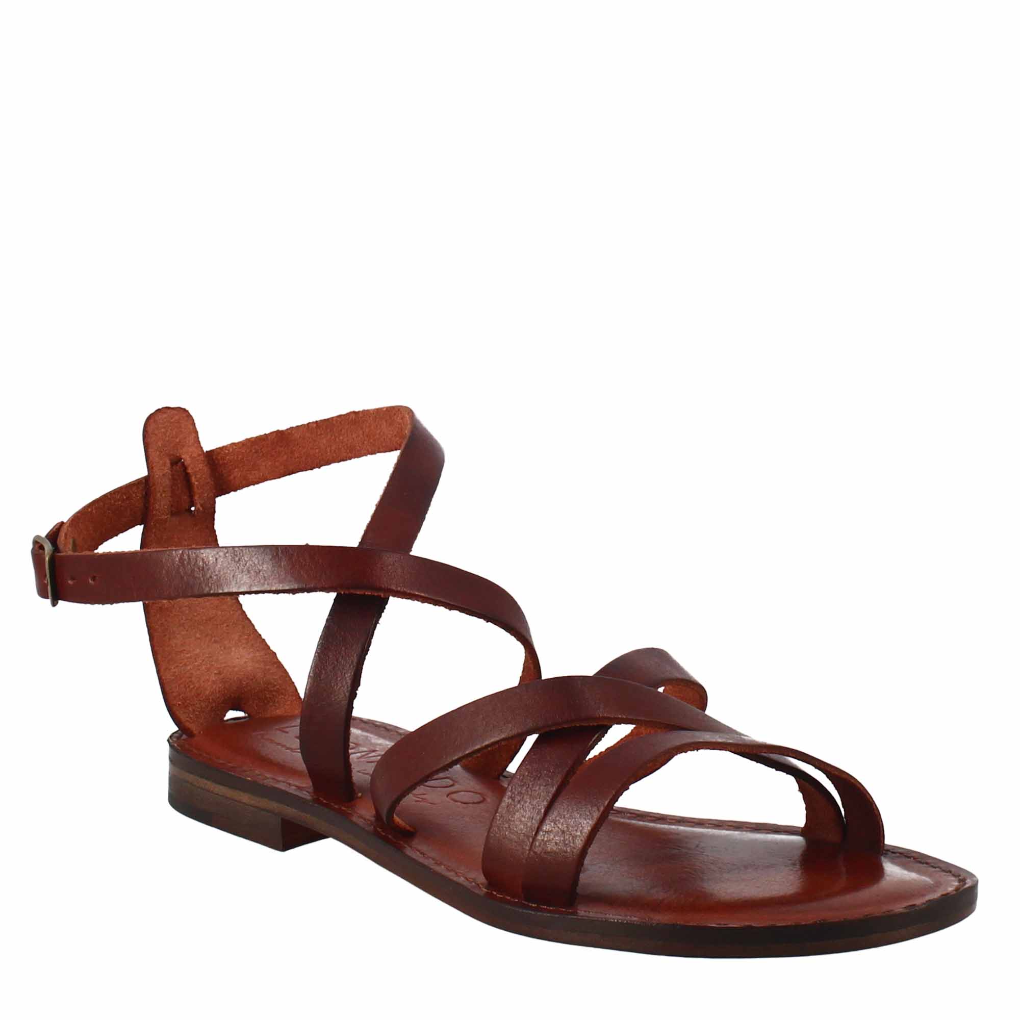 Sandali Sinfonia da donna stile romano antico in pelle marrone - LeonardoShoes