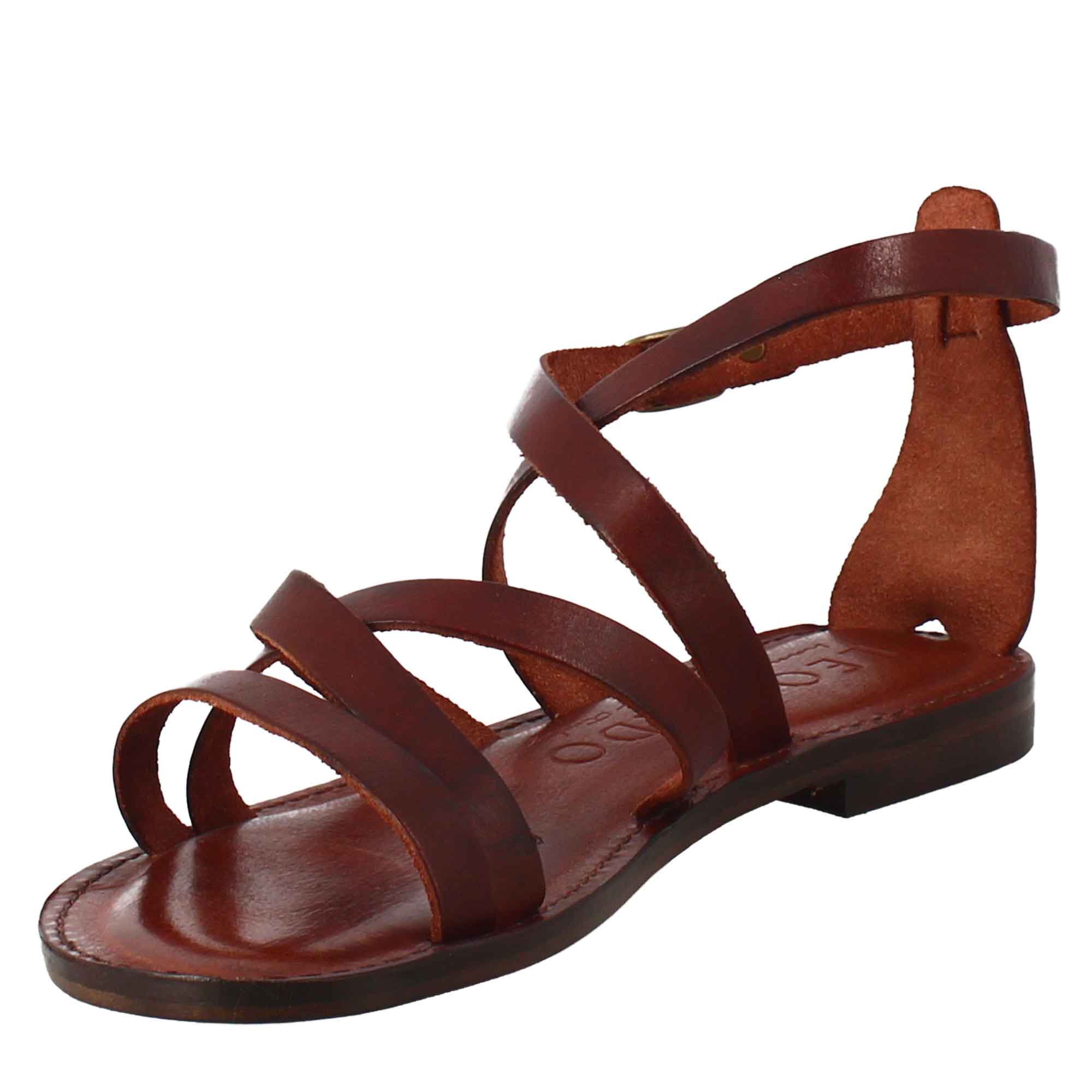 Sandali Sinfonia da donna stile romano antico in pelle marrone - LeonardoShoes