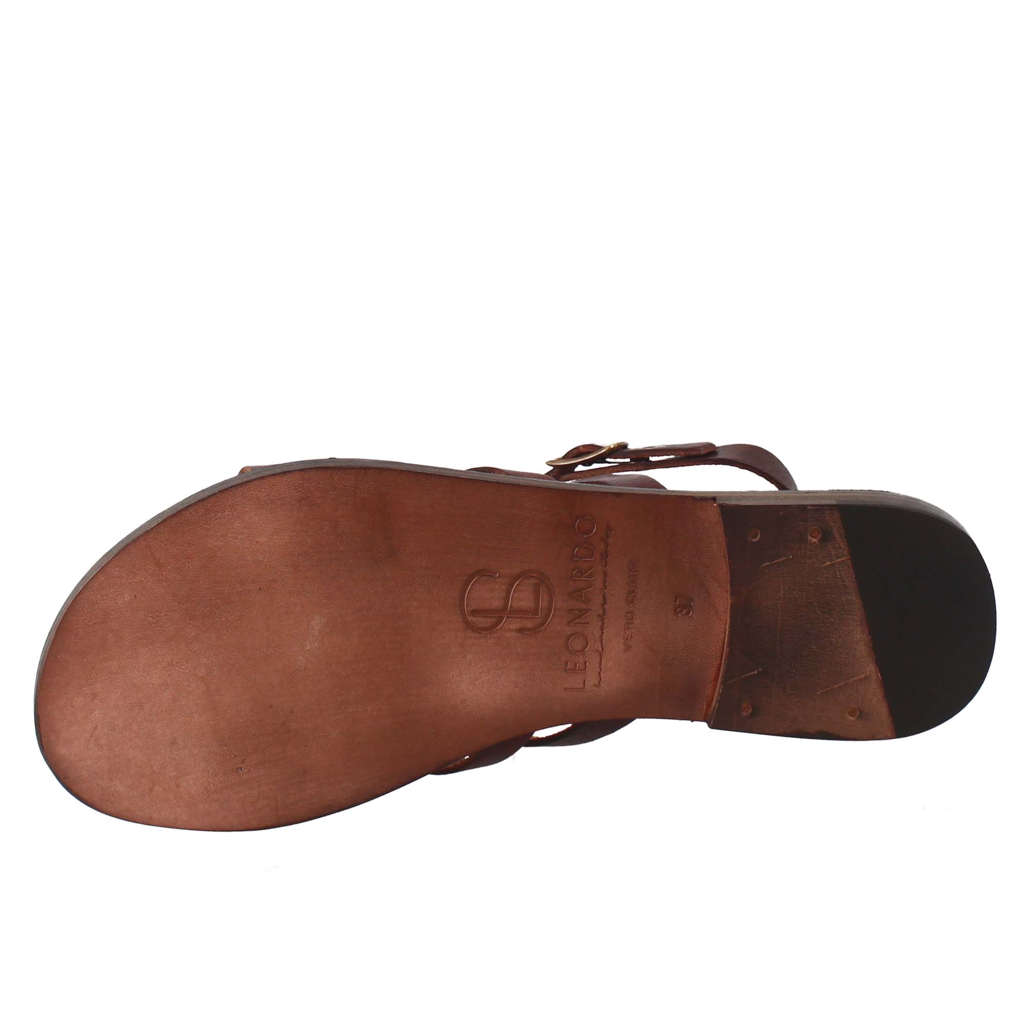 Sandali Sinfonia da donna stile romano antico in pelle marrone - LeonardoShoes