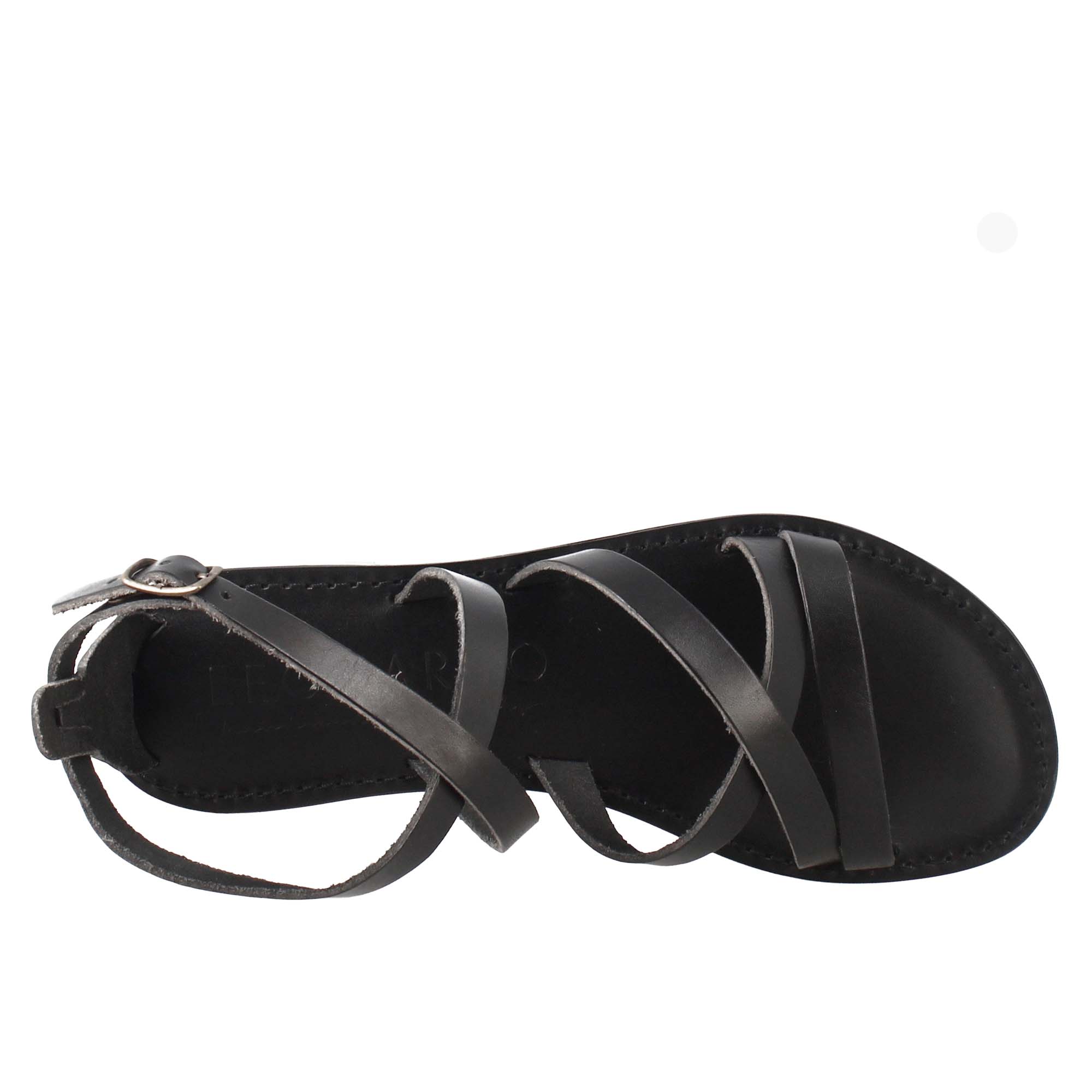 Sandali Sinfonia da donna stile romano antico in pelle colore nero - LeonardoShoes
