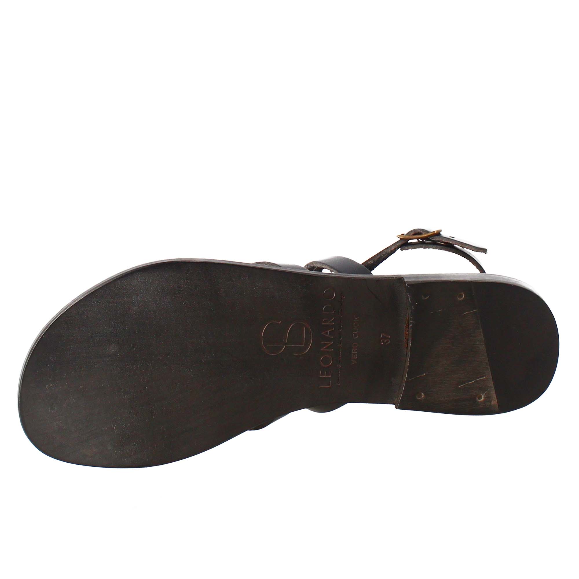 Sandali Sinfonia da donna stile romano antico in pelle colore nero - LeonardoShoes