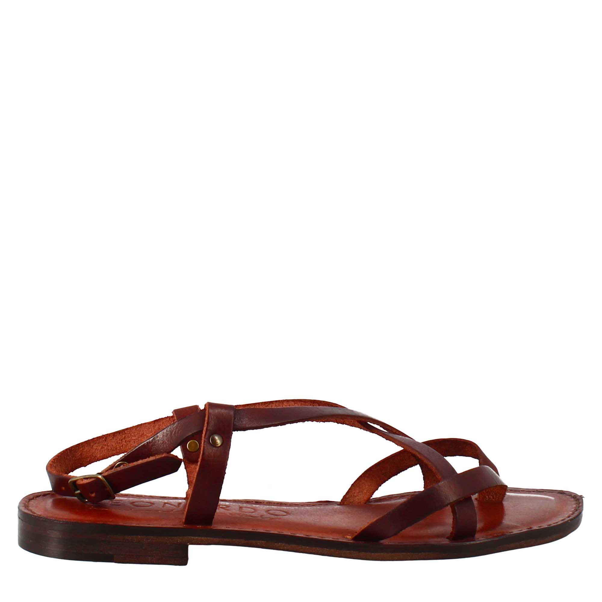 Sandali Solace da donna stile romano antico in pelle marrone - LeonardoShoes