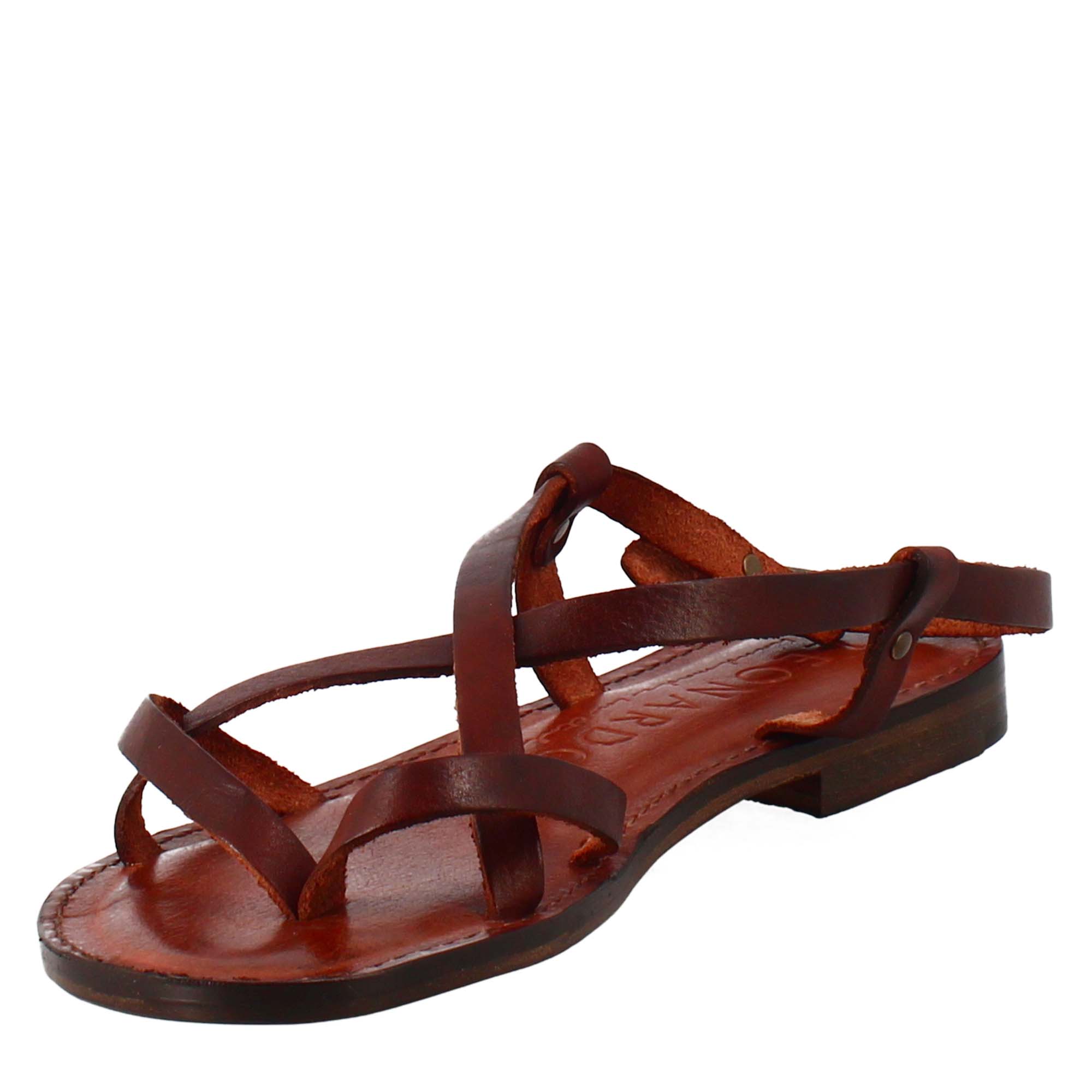Sandali Solace da donna stile romano antico in pelle marrone - LeonardoShoes