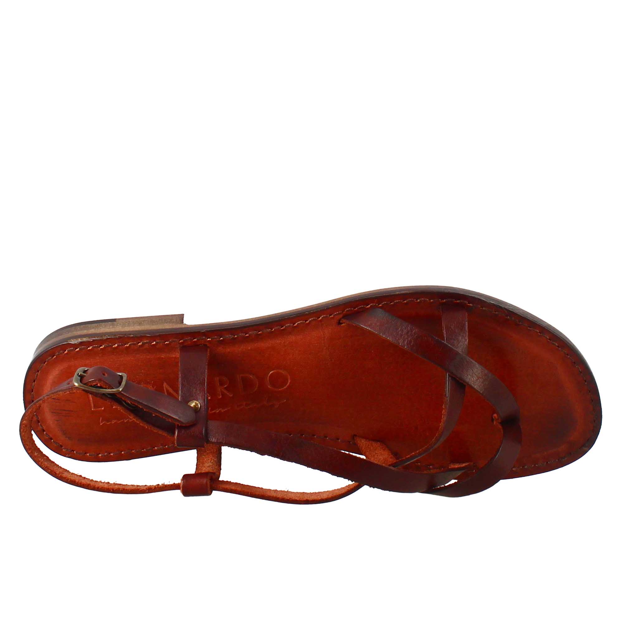 Sandali Solace da donna stile romano antico in pelle marrone - LeonardoShoes
